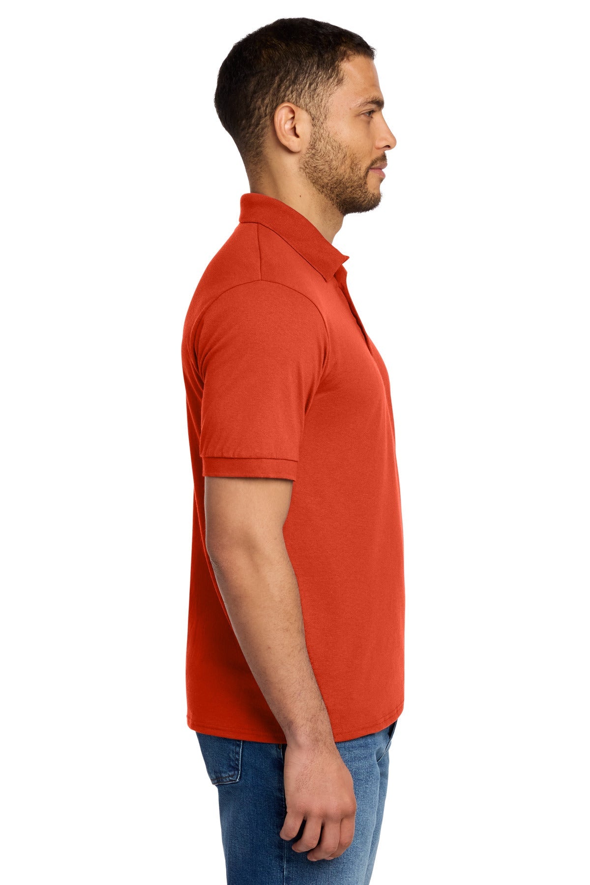 Orange Port & Co Core Blend Jersey Knit Polo. KP55
