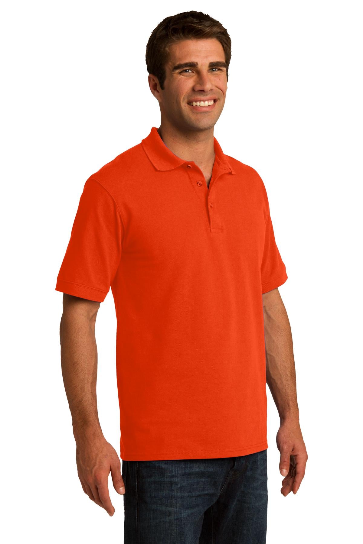 Orange Port & Co Core Blend Pique Polo. KP155