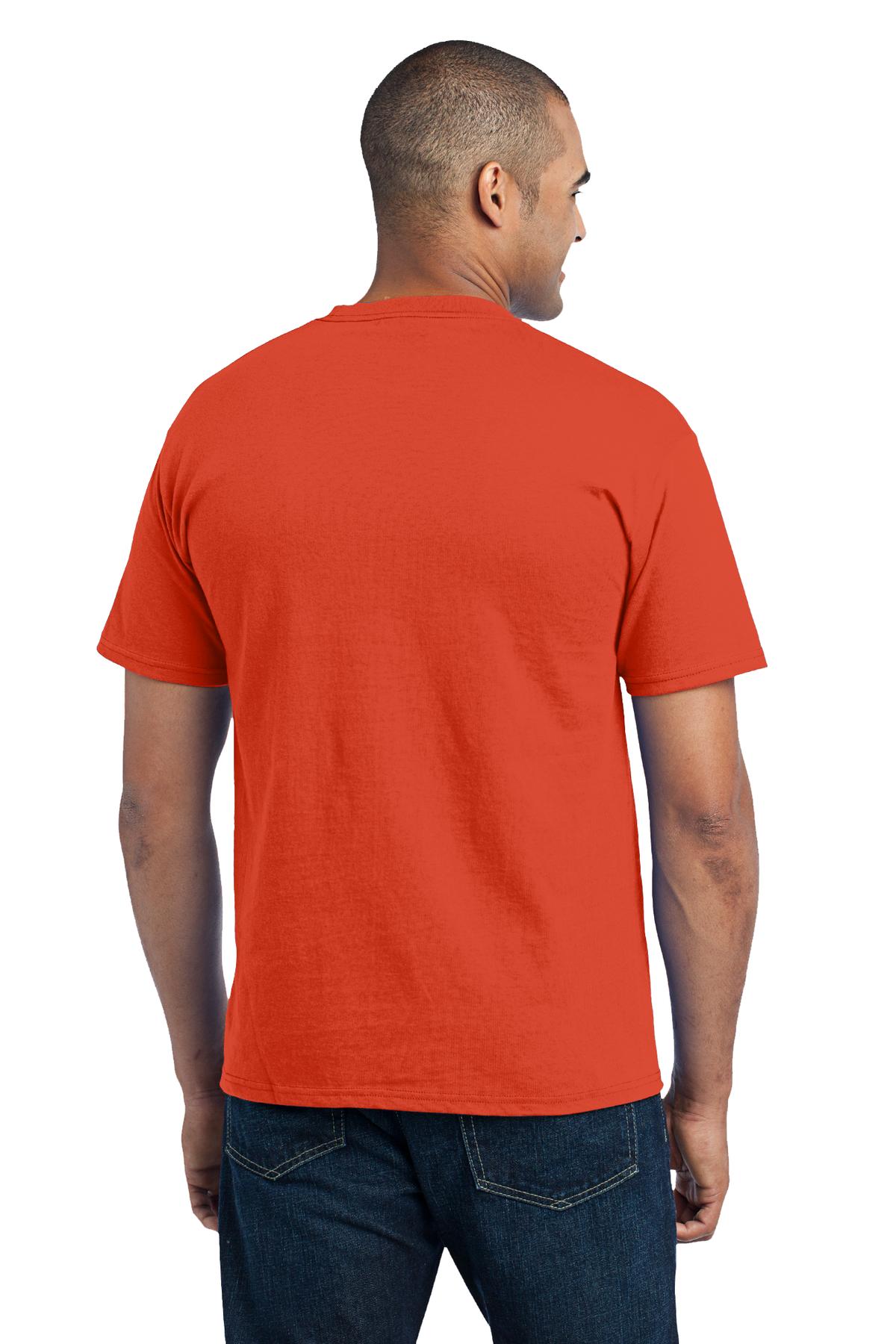 Orange Port & Co Core Blend Pocket Tee. PC55P
