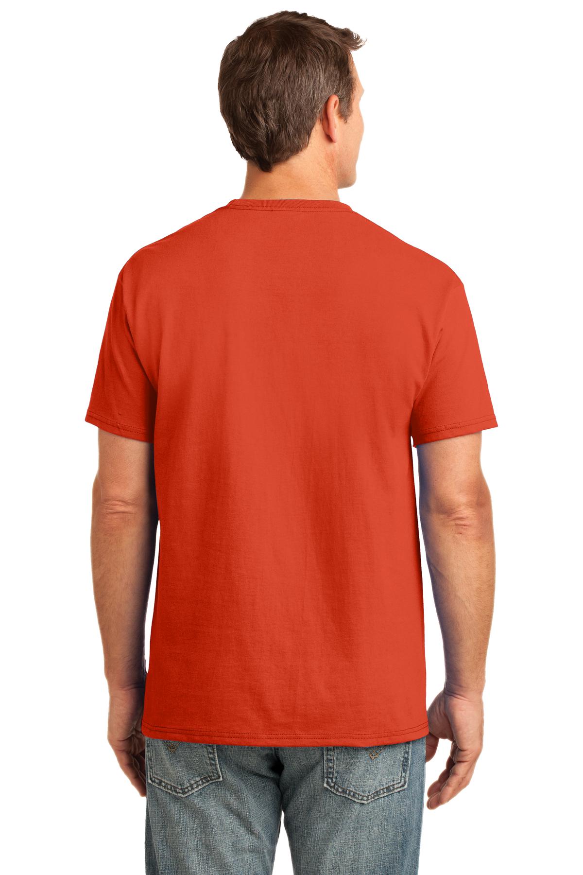 Orange Port & Co Core Cotton Pocket Tee. PC54P