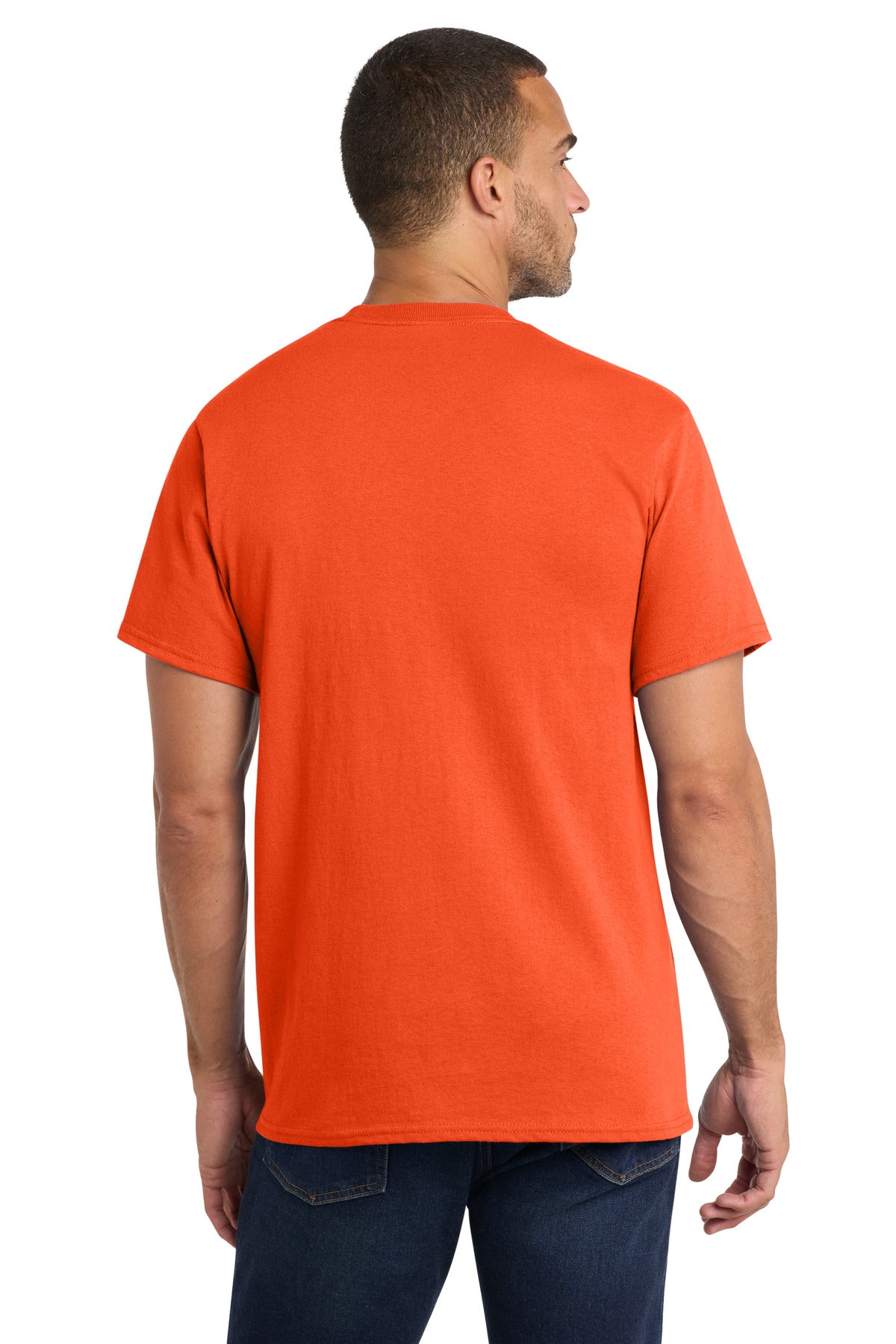Orange Port & Co Core Cotton Pocket Tee. PC54P