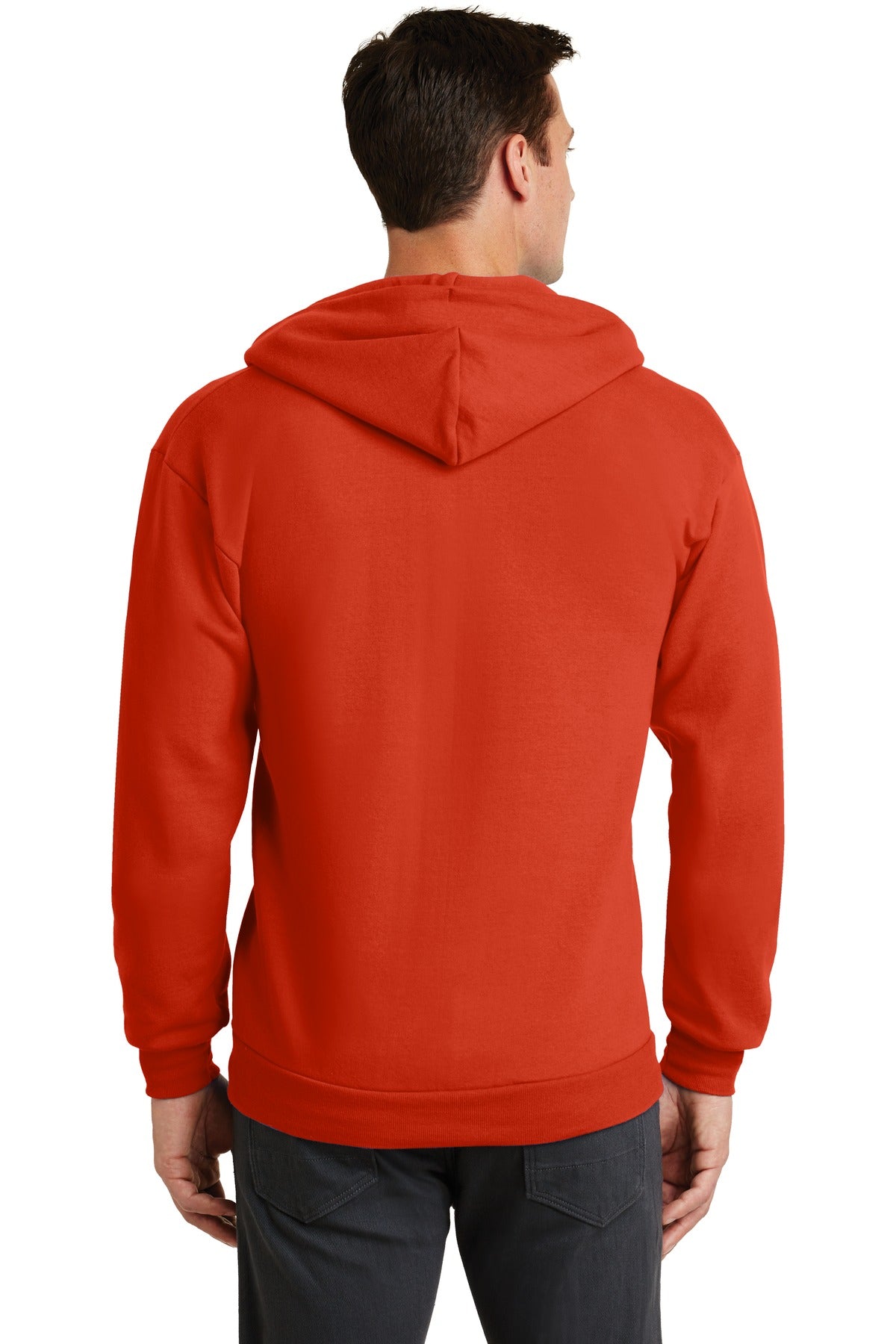 Orange Port & Co Core Fleece Full-Zip Hooded Sweatshirt. PC78ZH