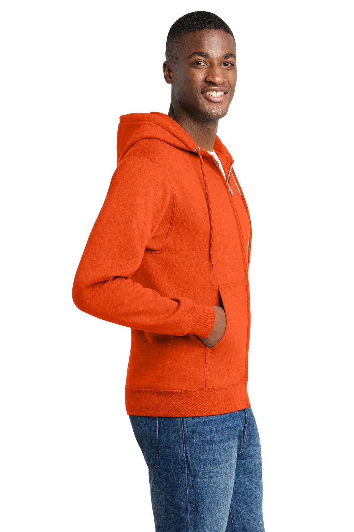Orange Port & Co Core Fleece Full-Zip Hooded Sweatshirt. PC78ZH