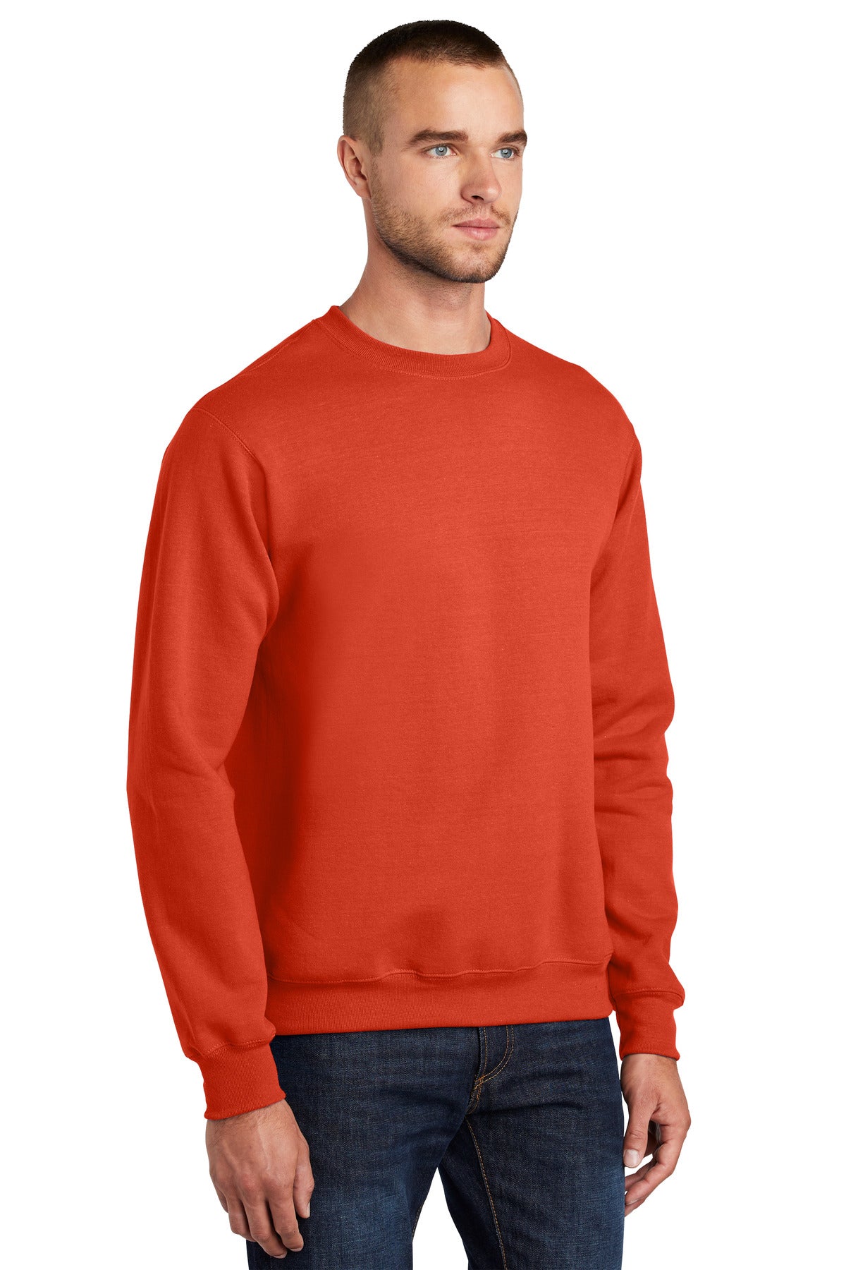 Orange Port & Co Essential Fleece Crewneck Sweatshirt. PC90