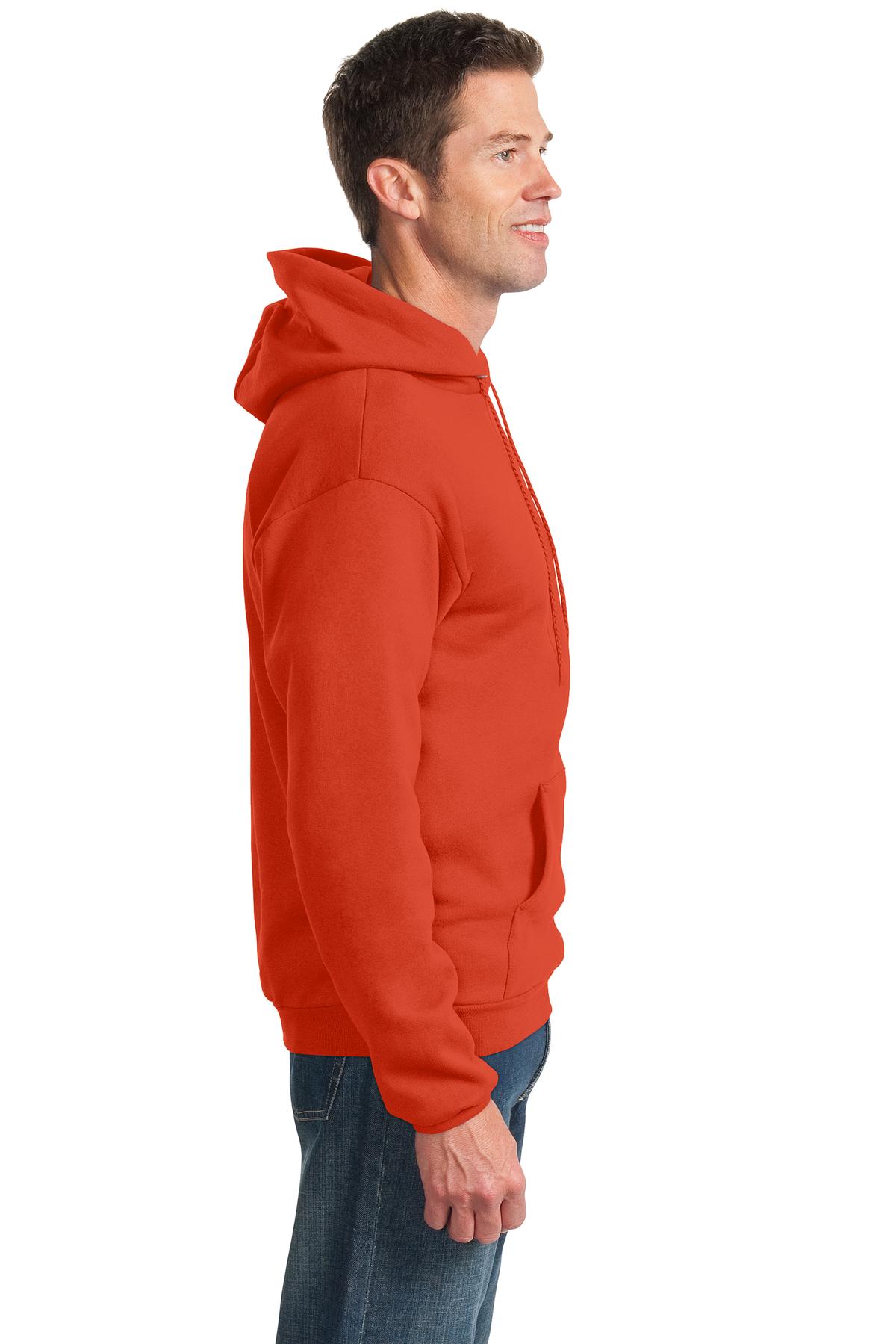 Orange Port & Co Essential Fleece Pullover Hooded Sweatshirt. PC90H