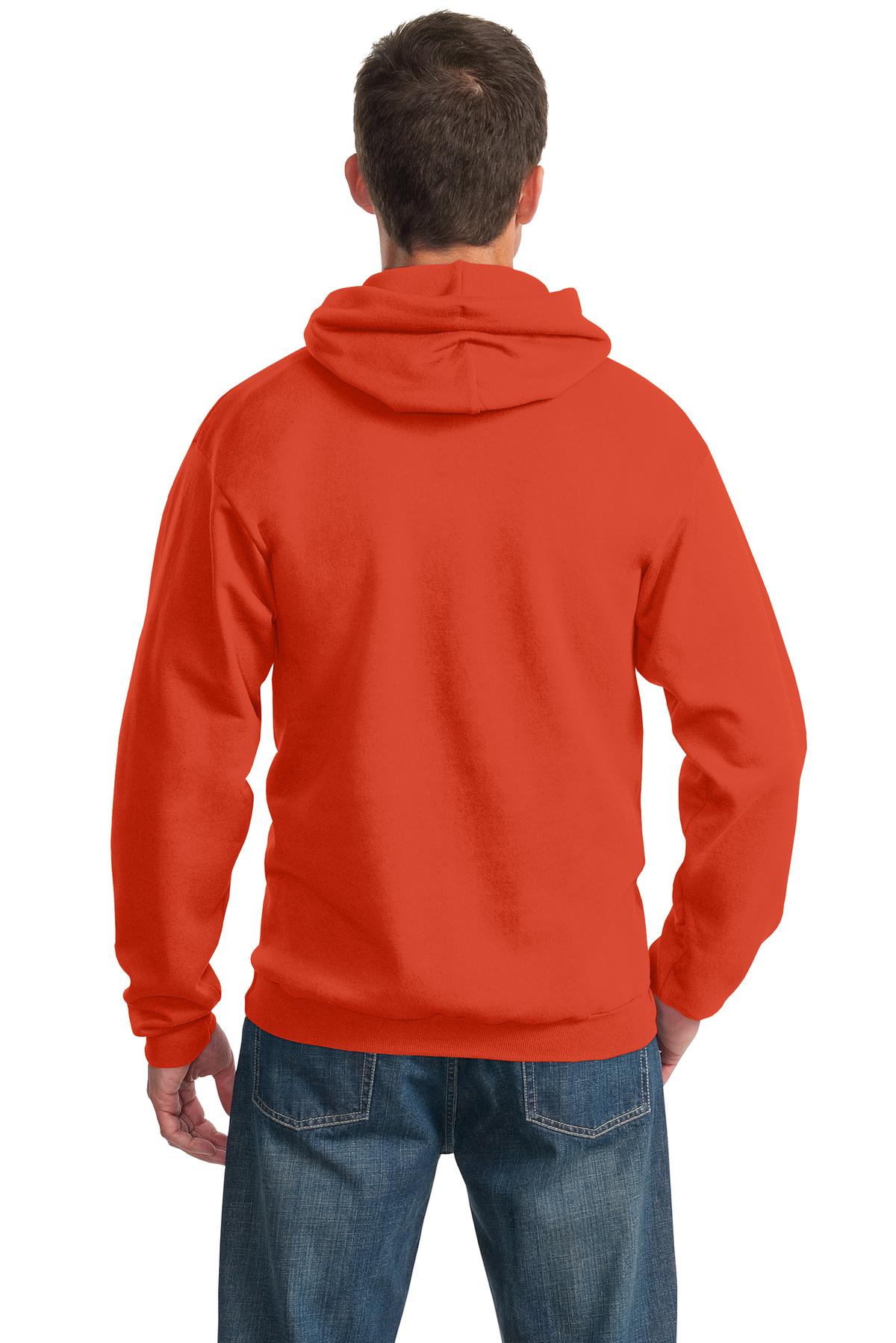 Orange Port & Co Essential Fleece Pullover Hooded Sweatshirt. PC90H