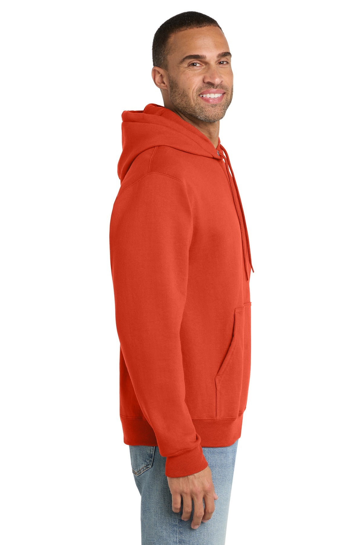 Orange Port & Co Essential Fleece Pullover Hooded Sweatshirt. PC90H