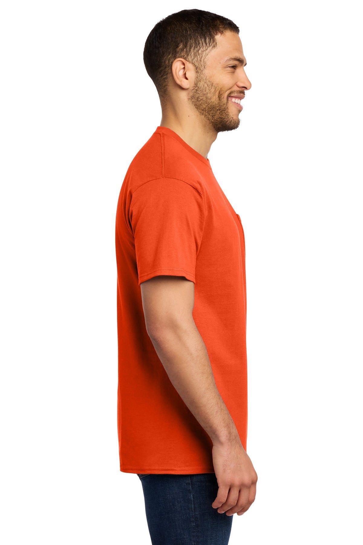 Orange Port & Co Essential Pocket Tee. PC61P