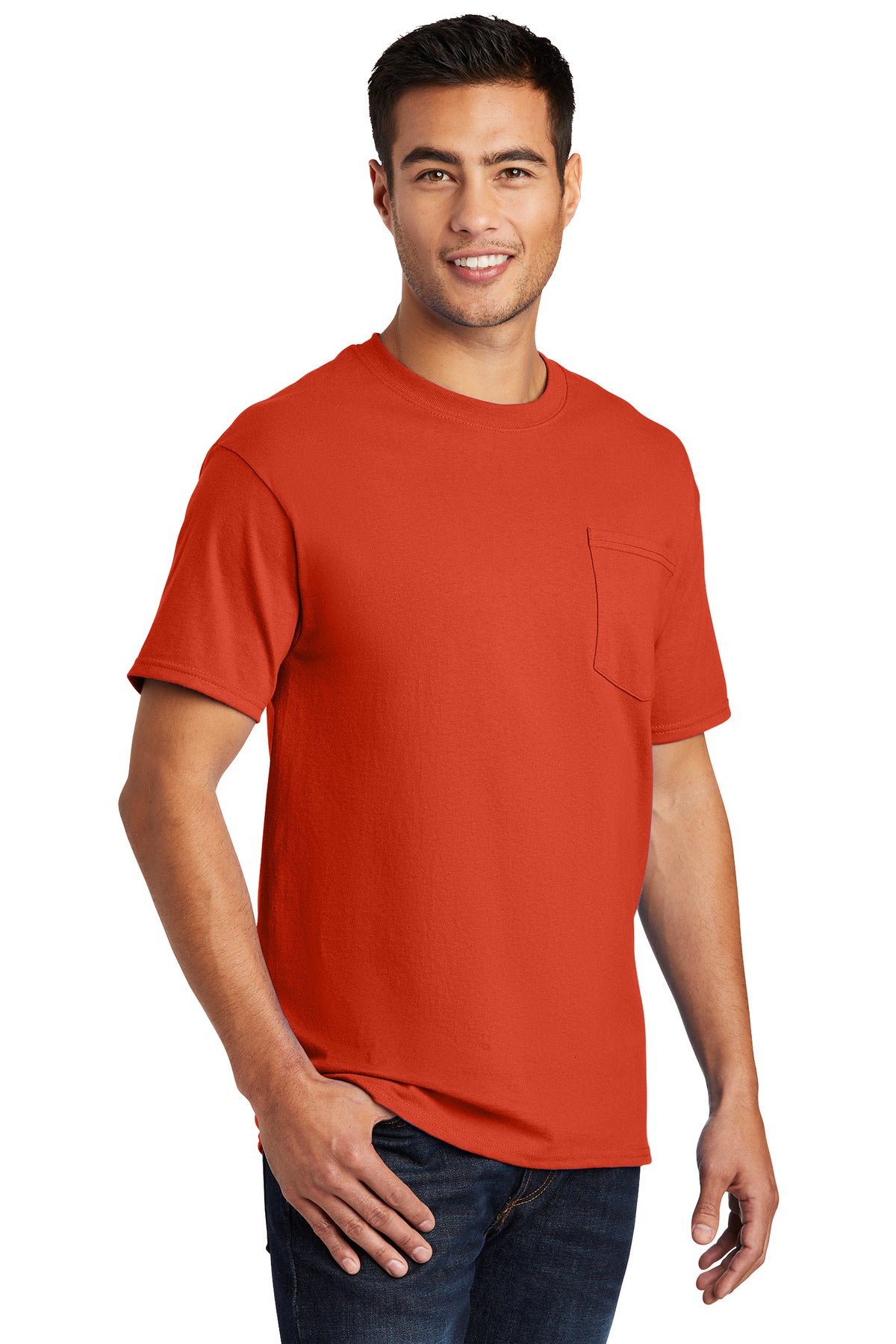 Orange Port & Co Essential Pocket Tee. PC61P