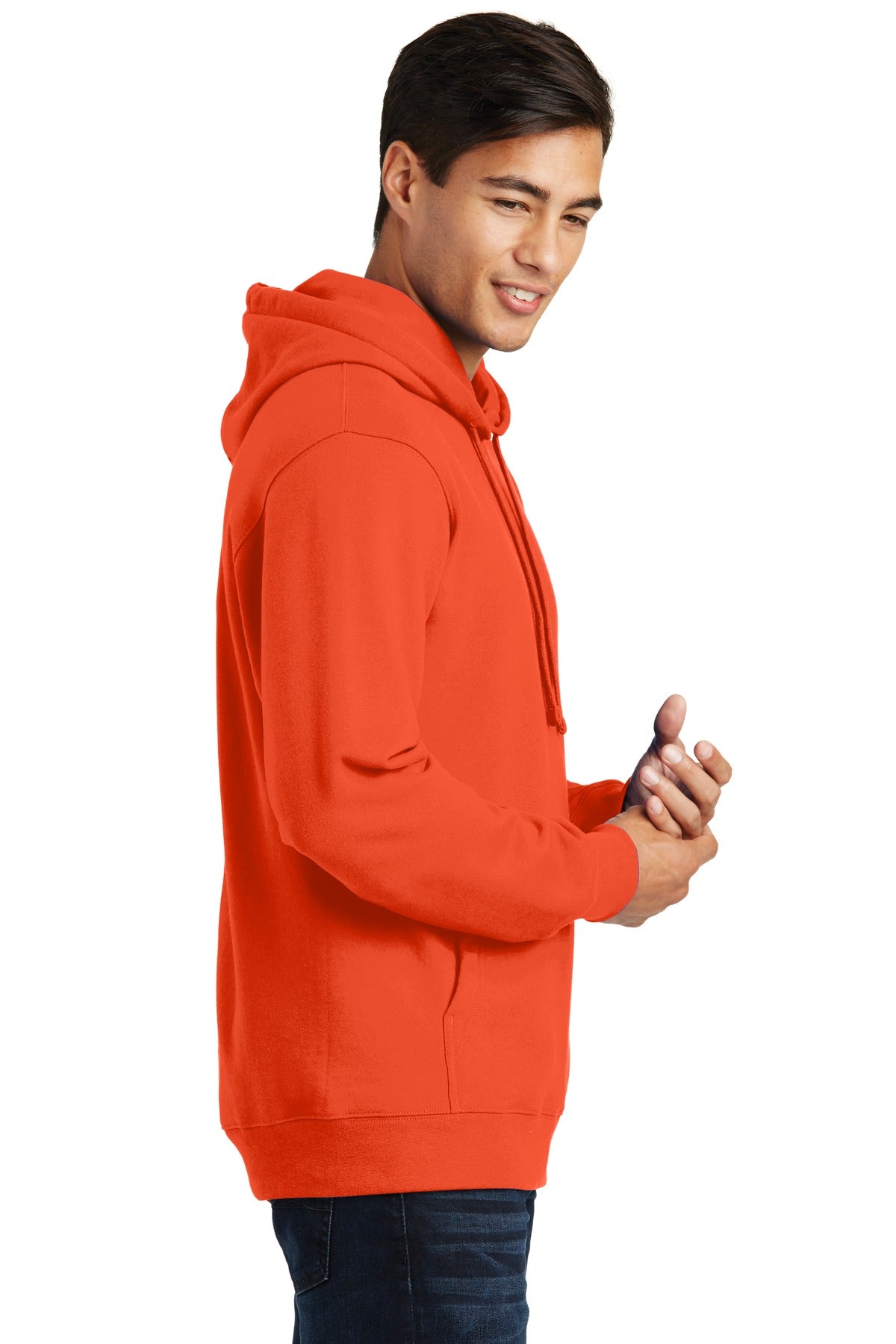 Orange Port & Co Fan Favorite Fleece Pullover Hooded Sweatshirt. PC850H