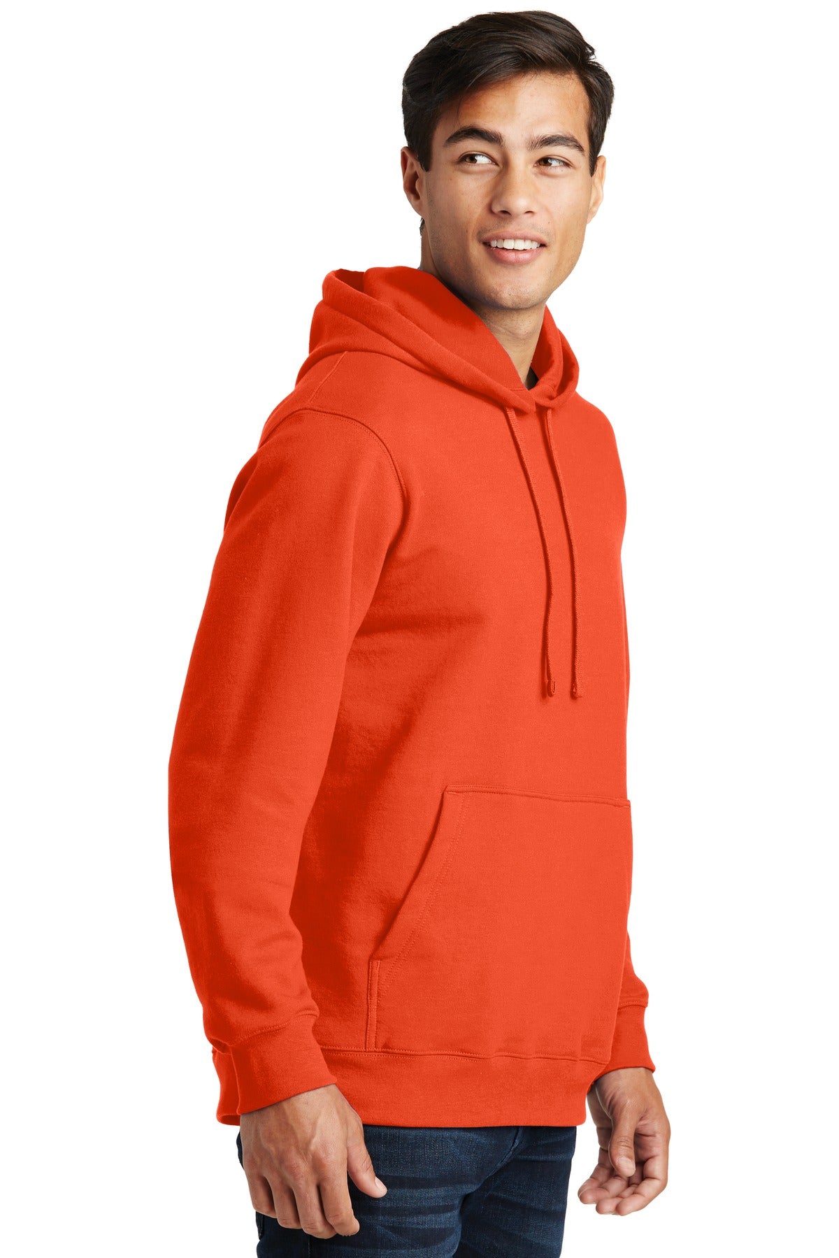 Orange Port & Co Fan Favorite Fleece Pullover Hooded Sweatshirt. PC850H