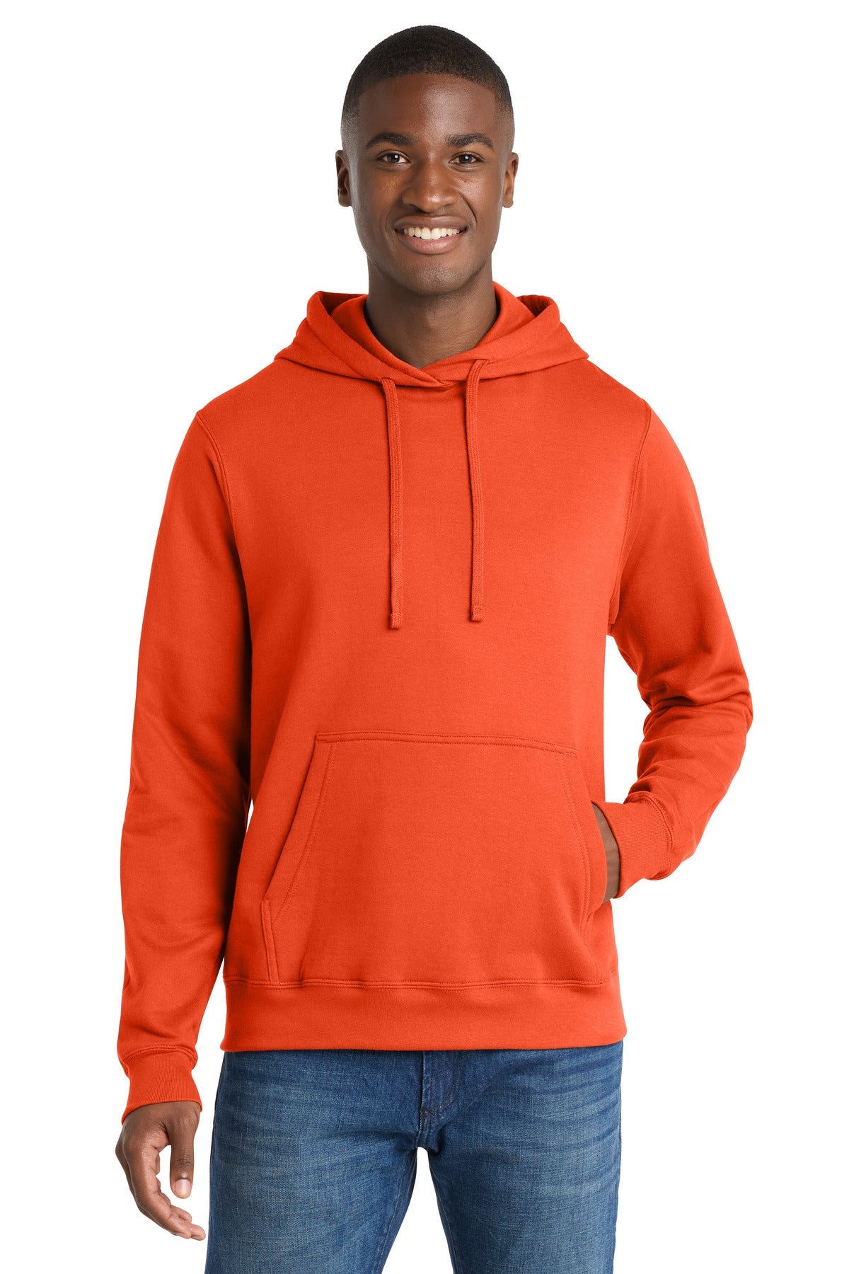 Orange Port & Co Fan Favorite Fleece Pullover Hooded Sweatshirt. PC850H