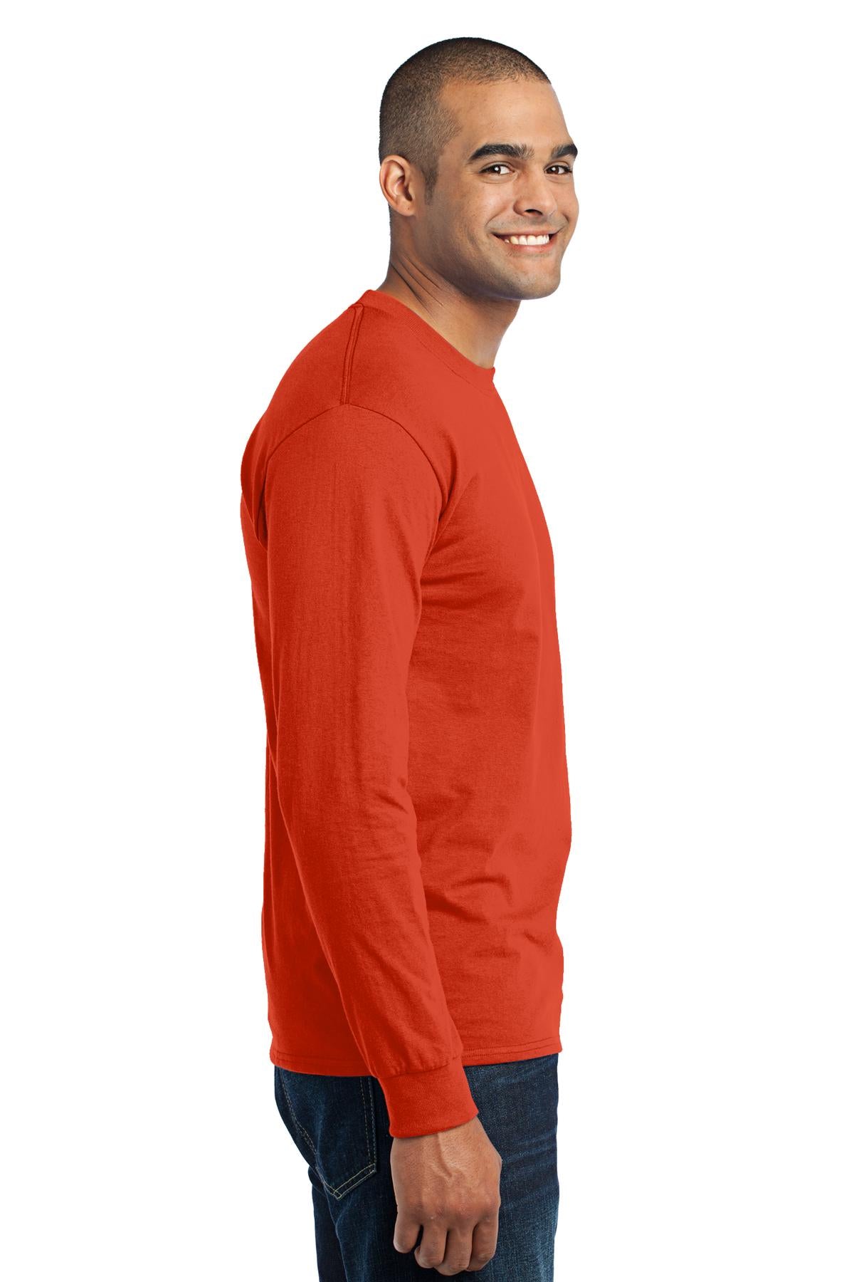 Orange Port & Co Long Sleeve Core Blend Tee. PC55LS