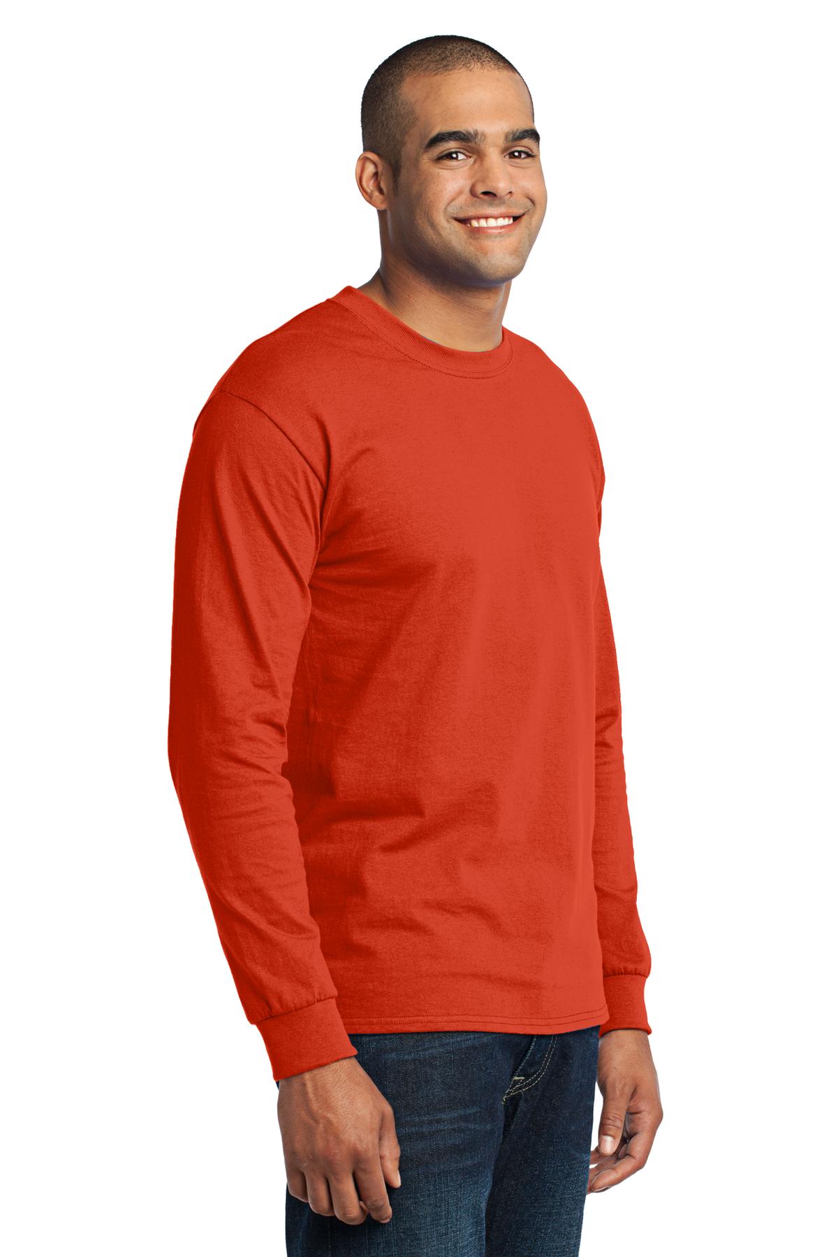 Orange Port & Co Long Sleeve Core Blend Tee. PC55LS