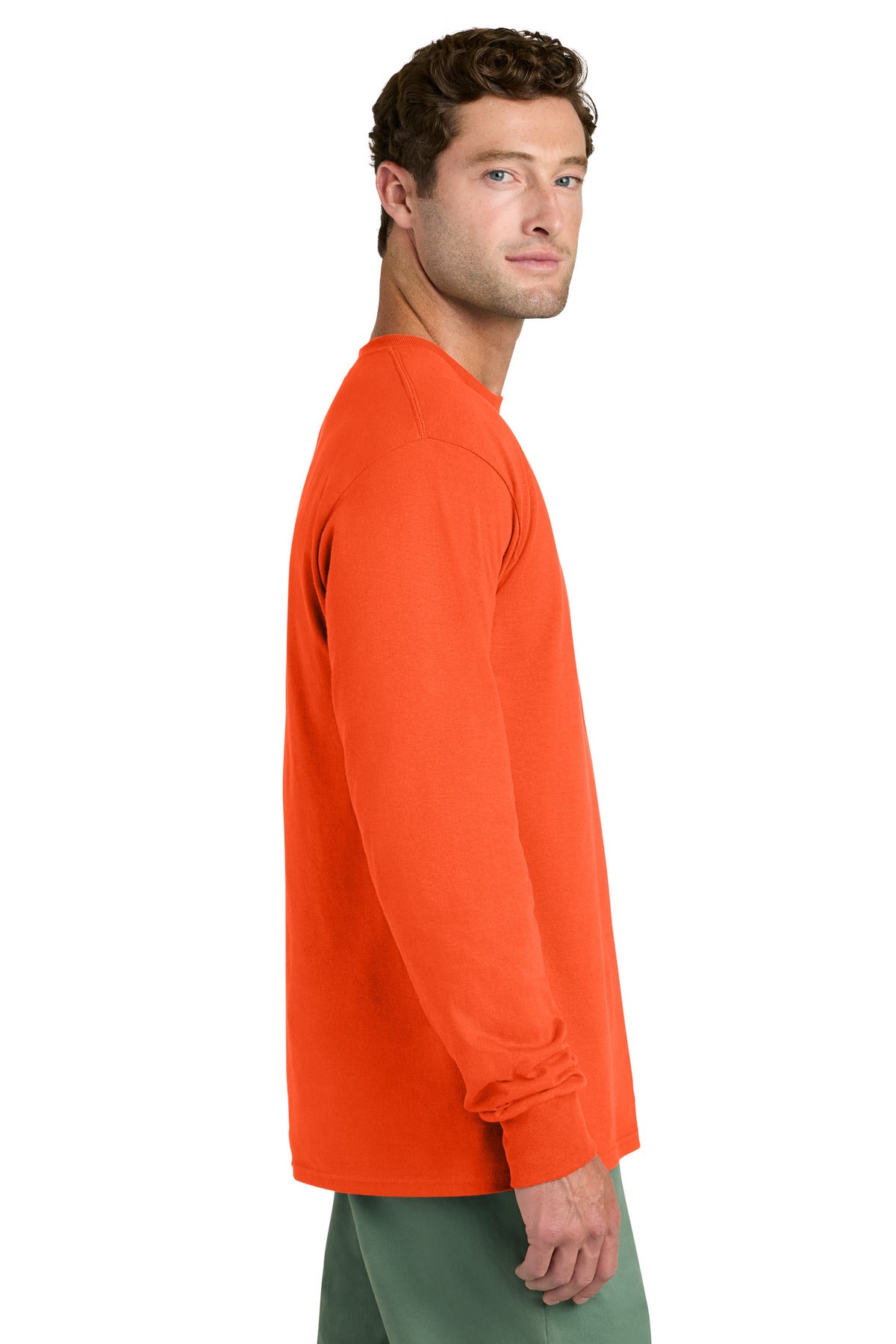 Orange Port & Co Long Sleeve Core Cotton Tee. PC54LS