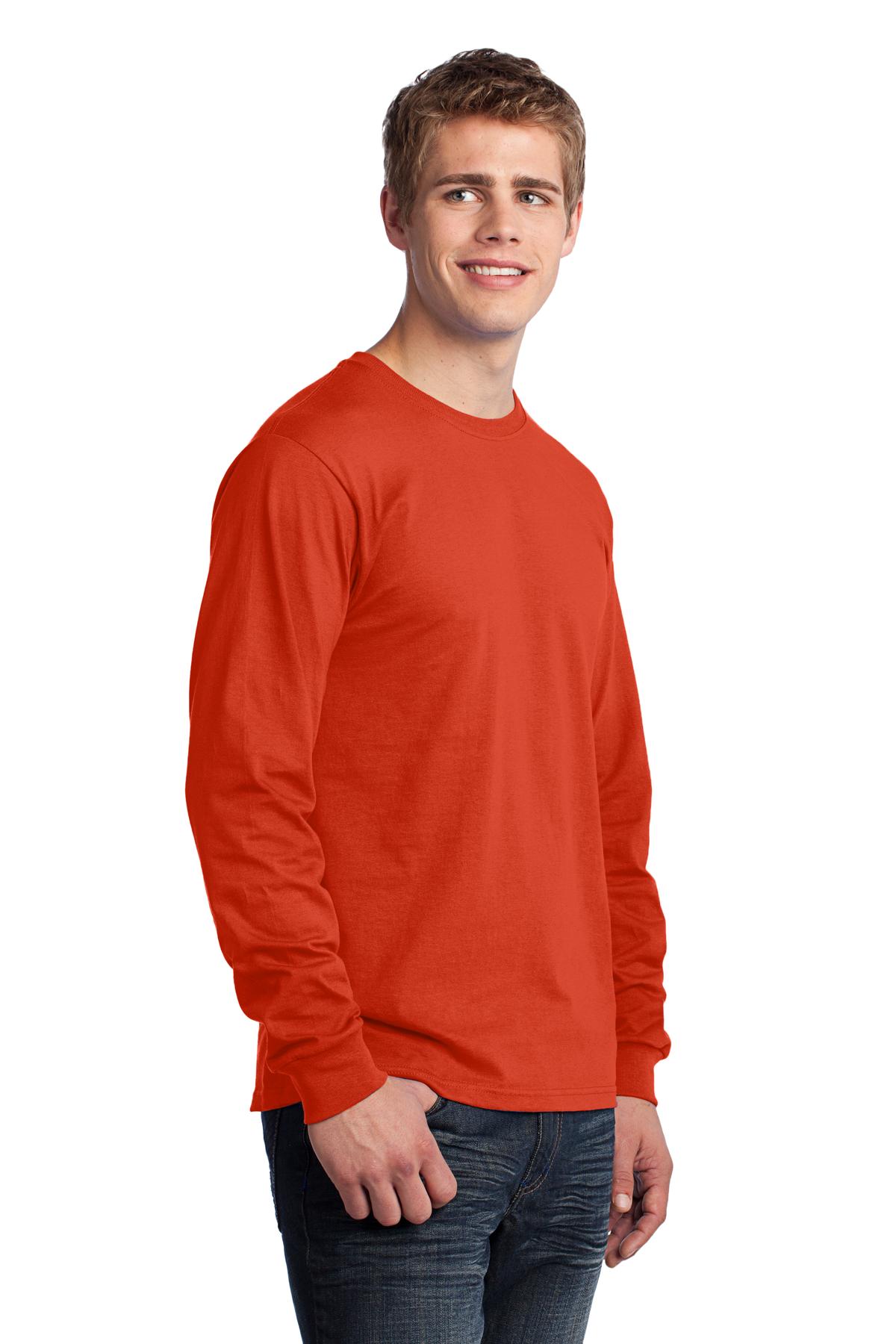 Orange Port & Co Long Sleeve Core Cotton Tee. PC54LS
