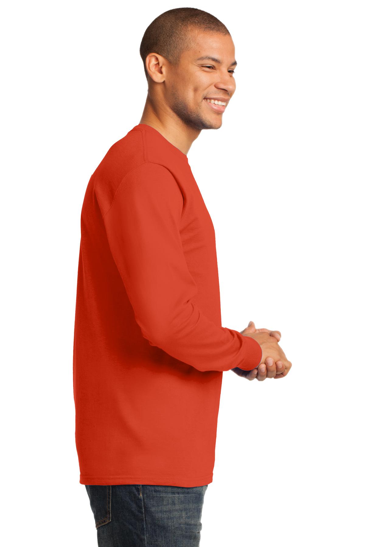 Orange Port & Co Long Sleeve Essential Tee. PC61LS