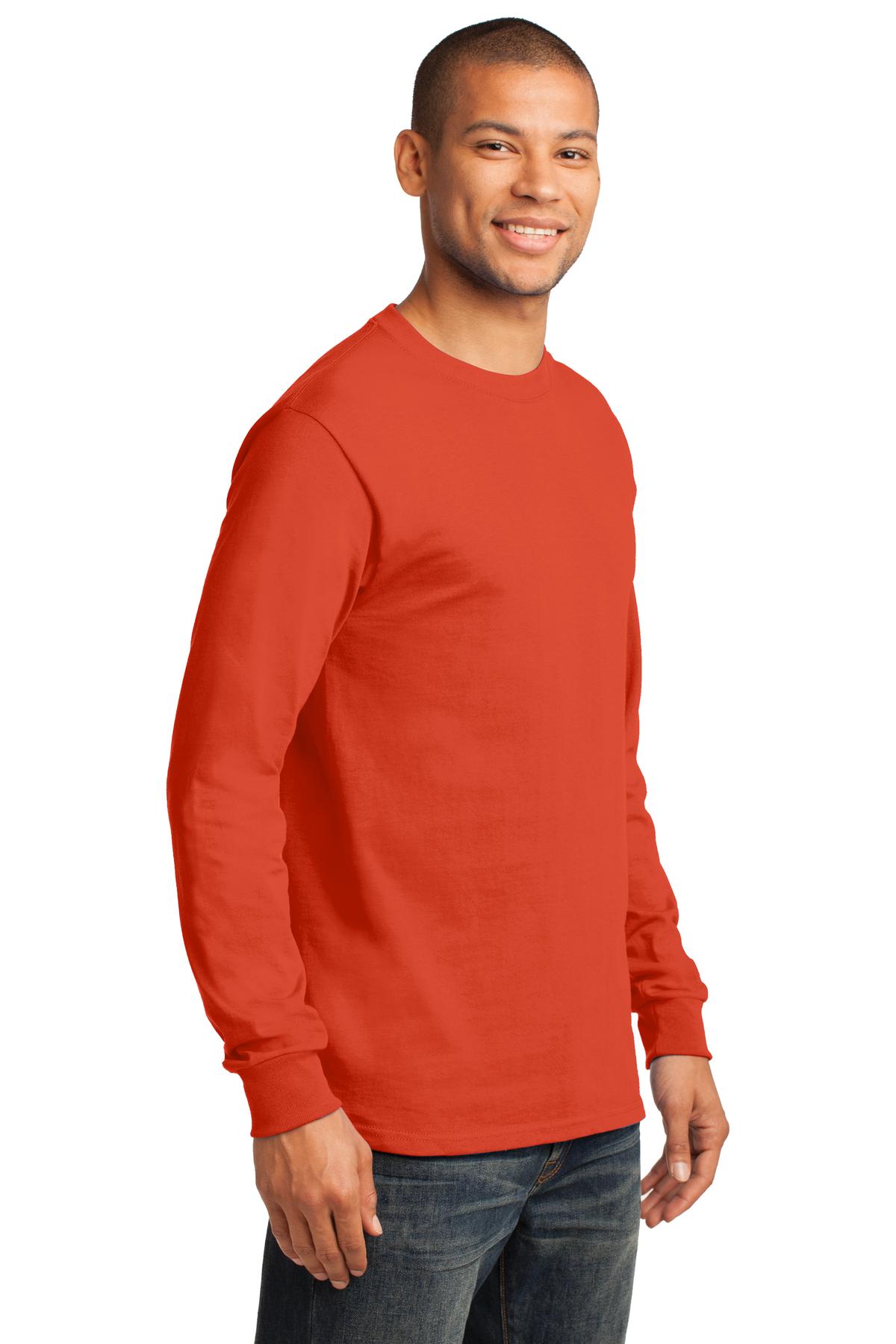 Orange Port & Co Long Sleeve Essential Tee. PC61LS
