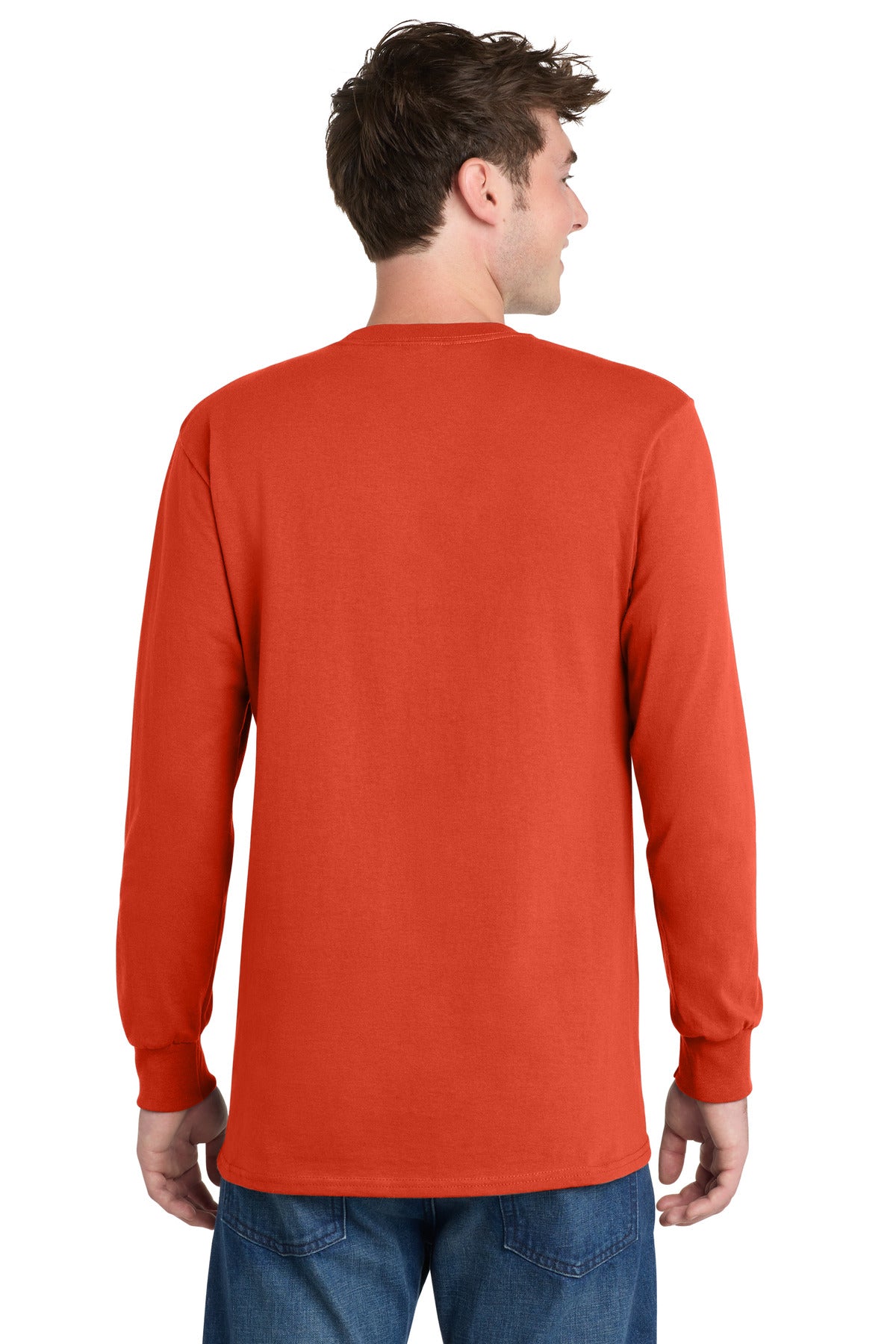 Orange Port & Co Long Sleeve Essential Tee. PC61LS