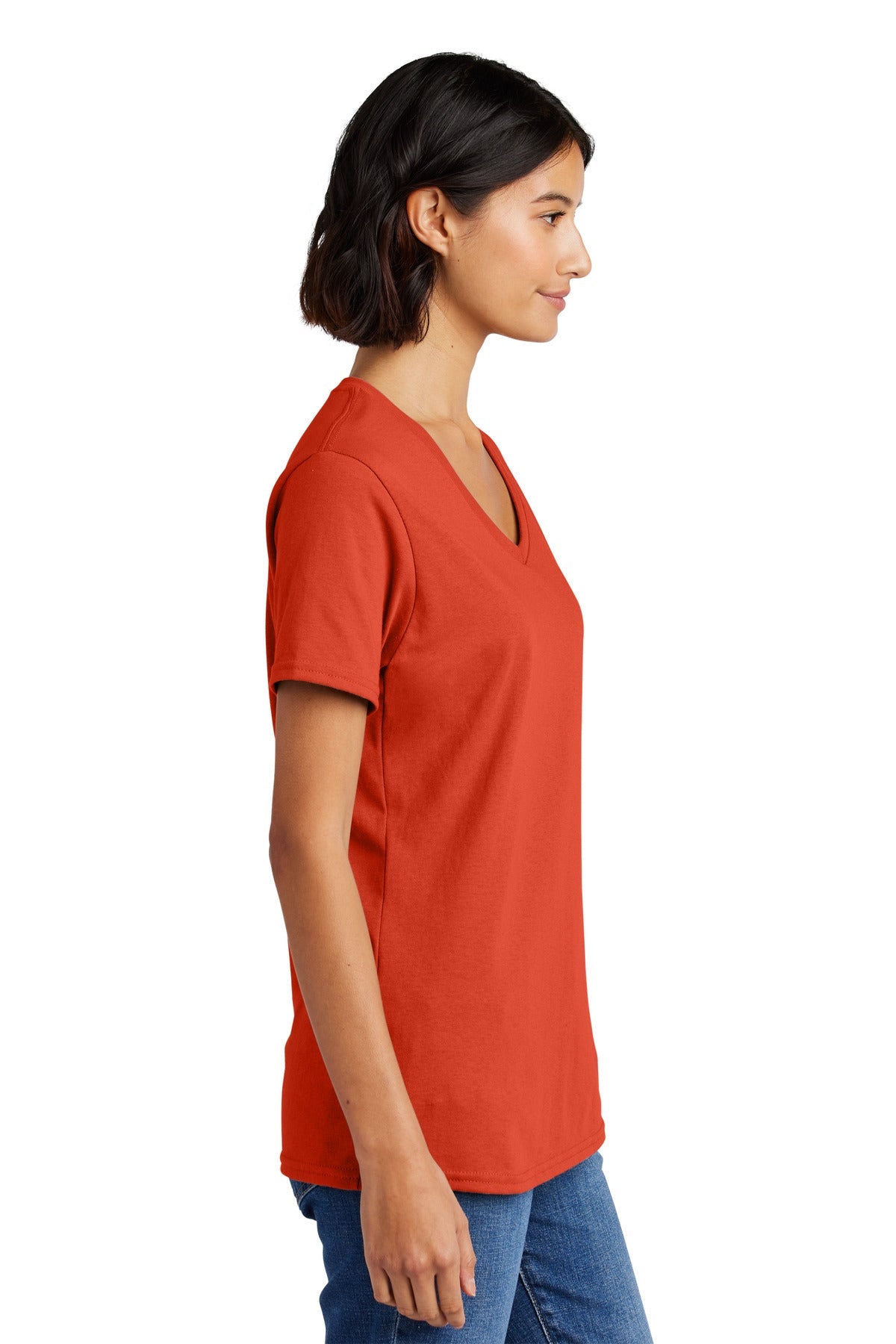 Orange Port & Co Women's Core Cotton V-Neck Tee. LPC54V