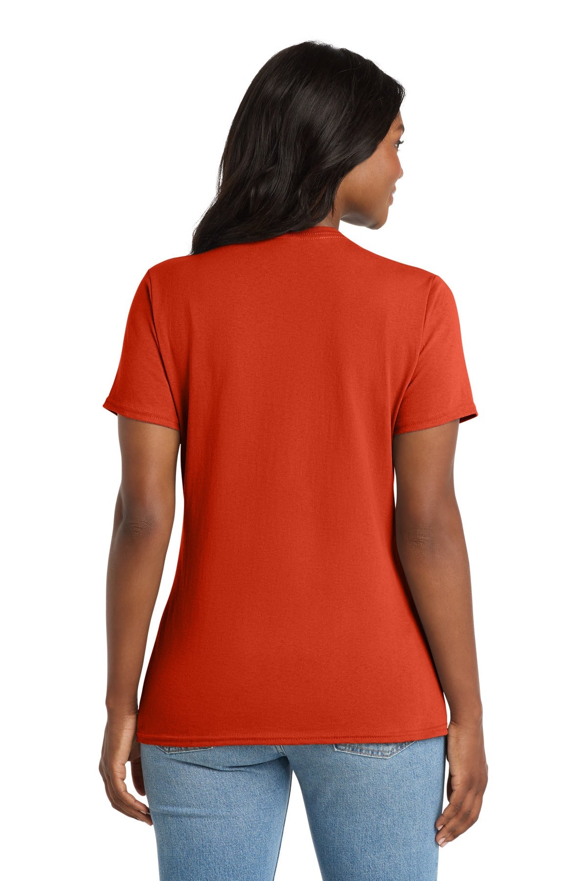 Orange Port & Co Women's Core Cotton V-Neck Tee. LPC54V