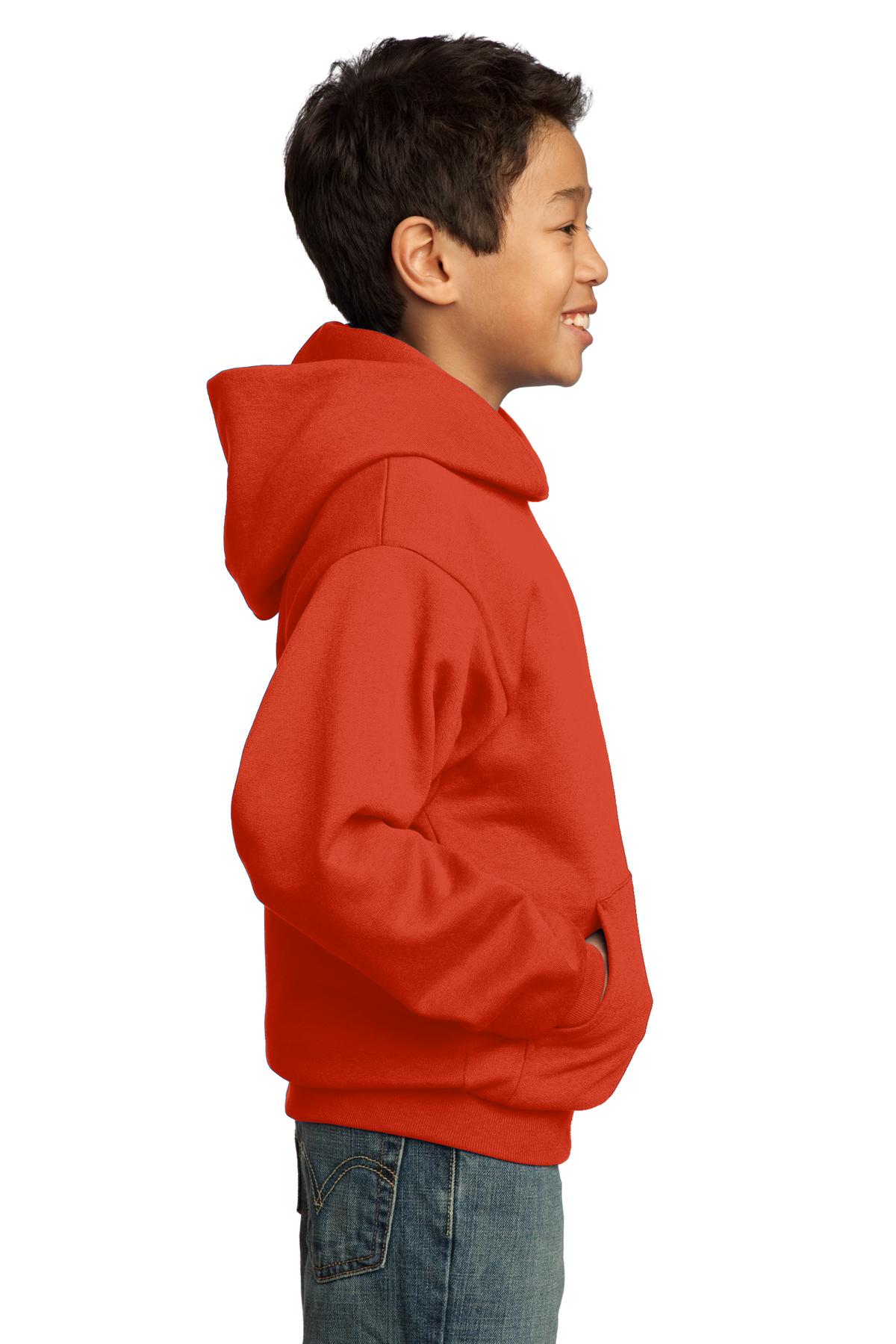 Orange Port & Co Youth Core Fleece Pullover Hooded Sweatshirt. PC90YH
