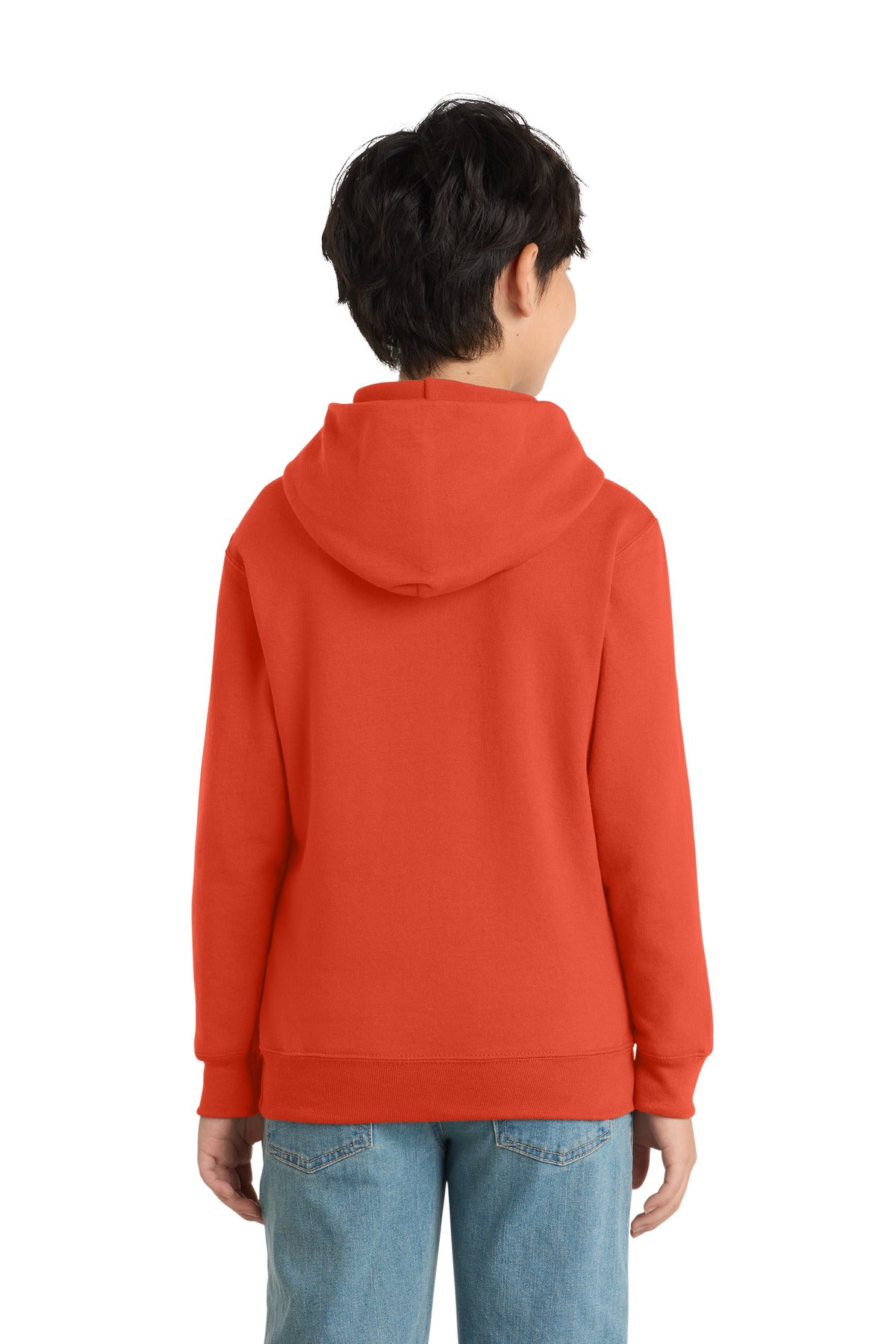 Orange Port & Co Youth Core Fleece Pullover Hooded Sweatshirt. PC90YH