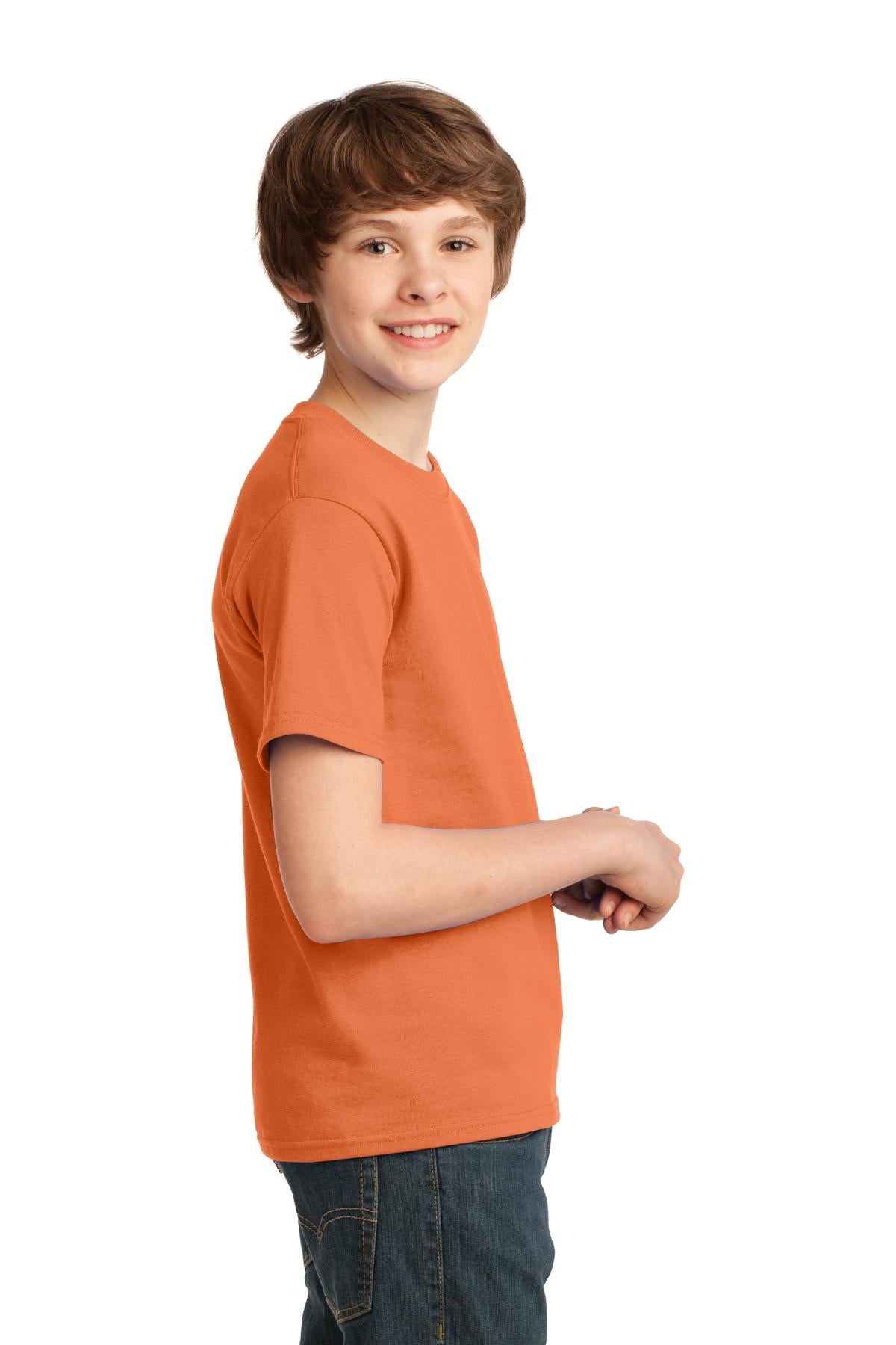 Orange Shrbt Port & Co Youth Essential Tee. PC61Y