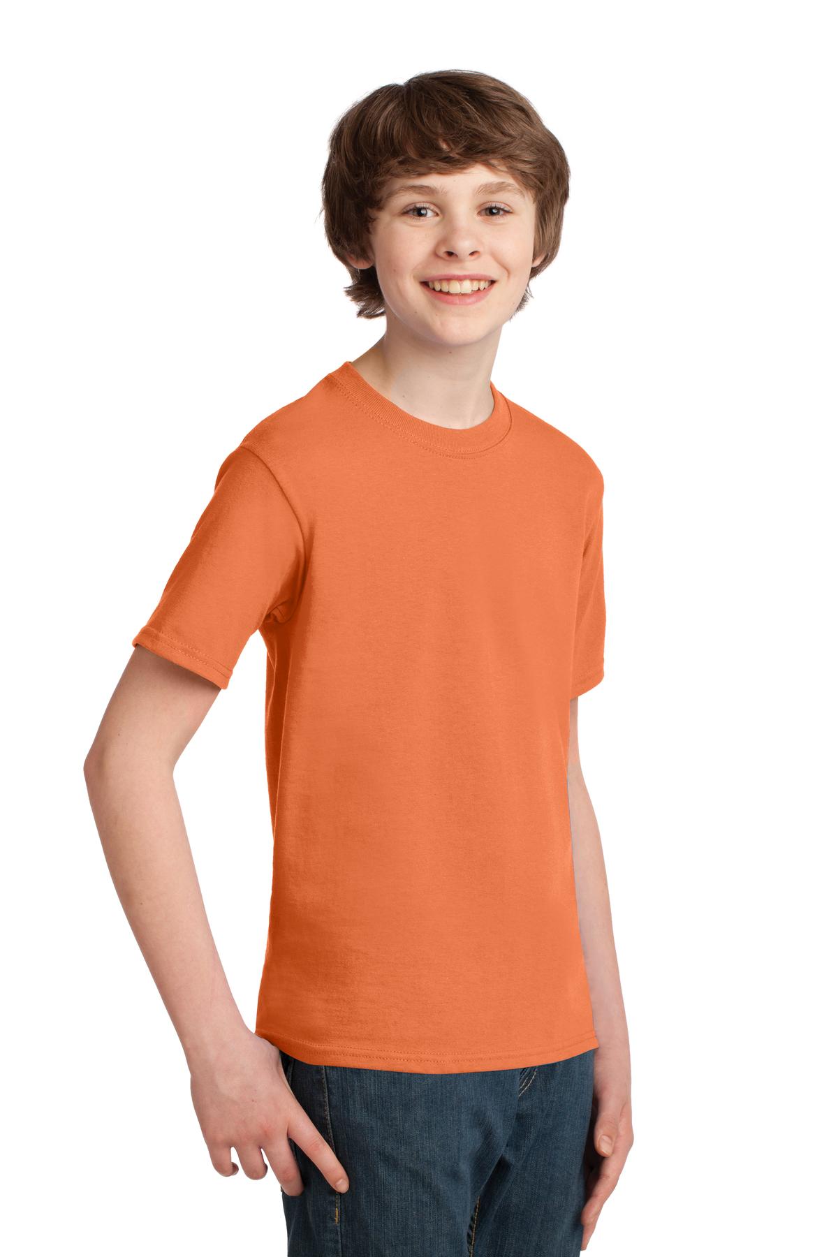 Orange Shrbt Port & Co Youth Essential Tee. PC61Y
