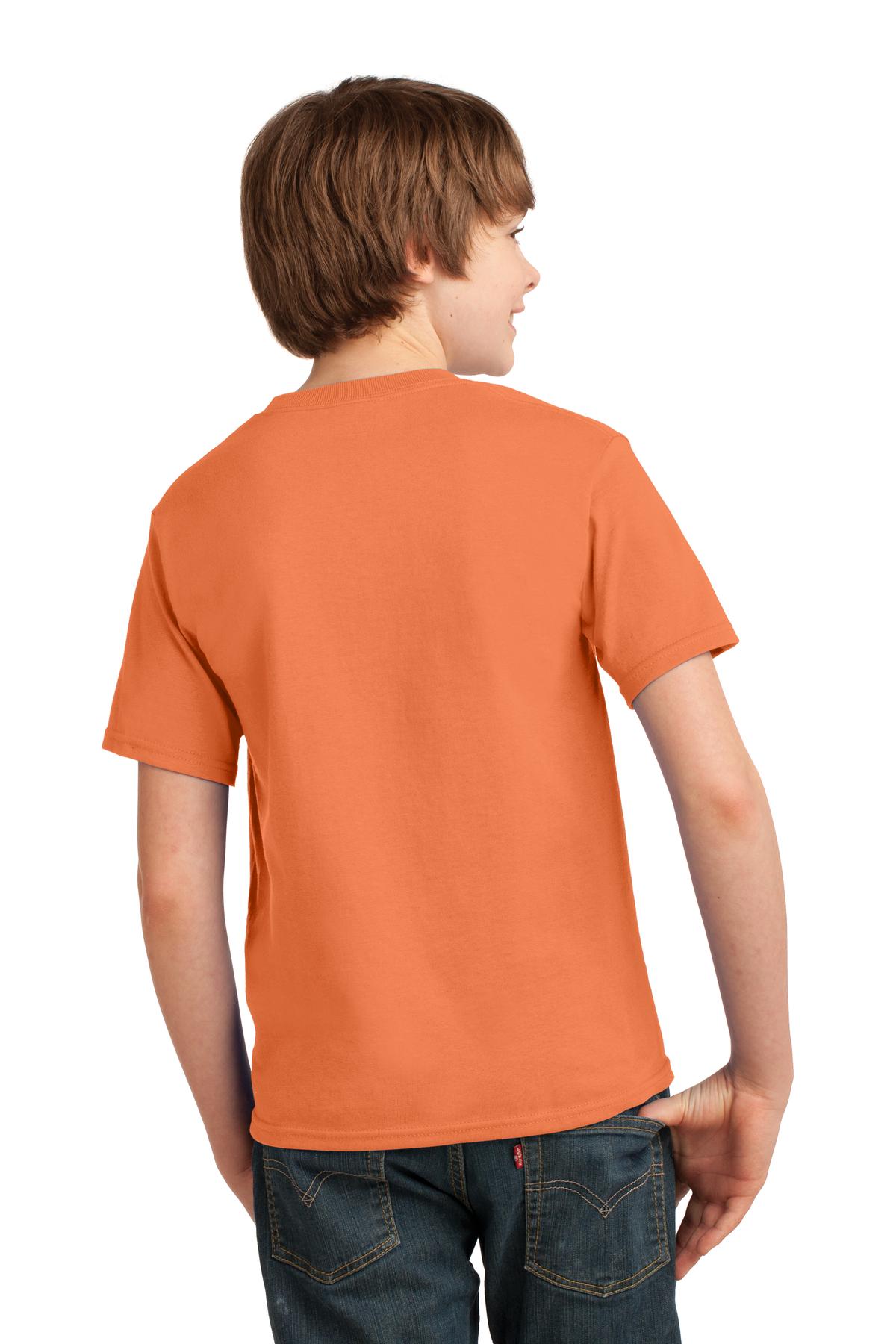 Orange Shrbt Port & Co Youth Essential Tee. PC61Y