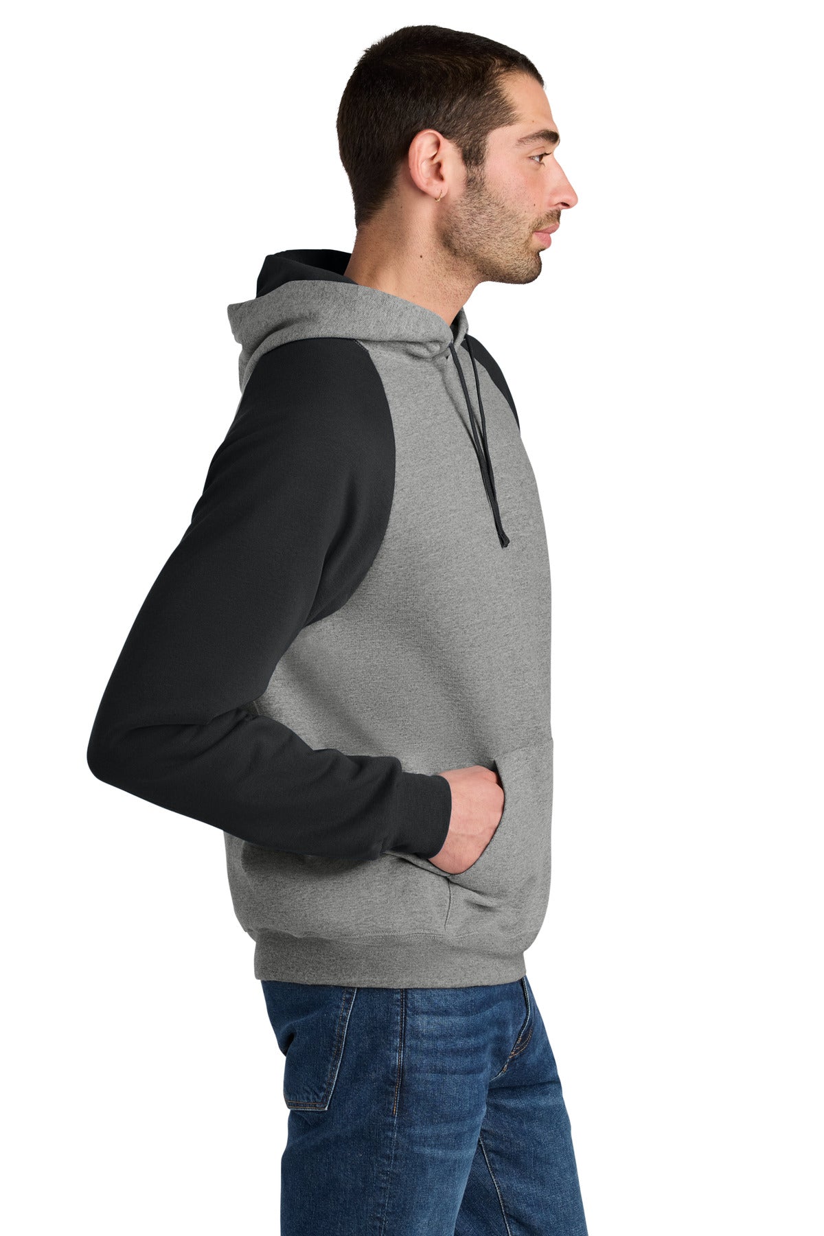 Ox/Black Jerzees Unisex NuBlend Colorblock Raglan Hoodie Sweatshirt 96C