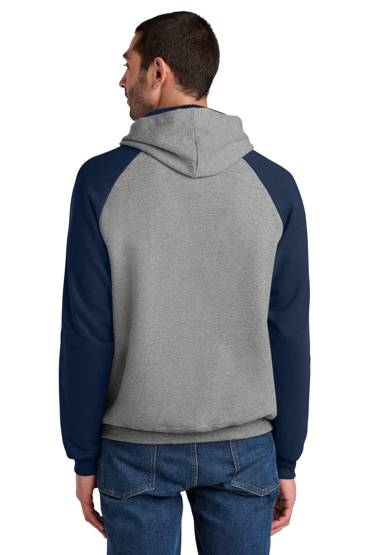 Ox/JNavy Jerzees Unisex NuBlend Colorblock Raglan Hoodie Sweatshirt 96C