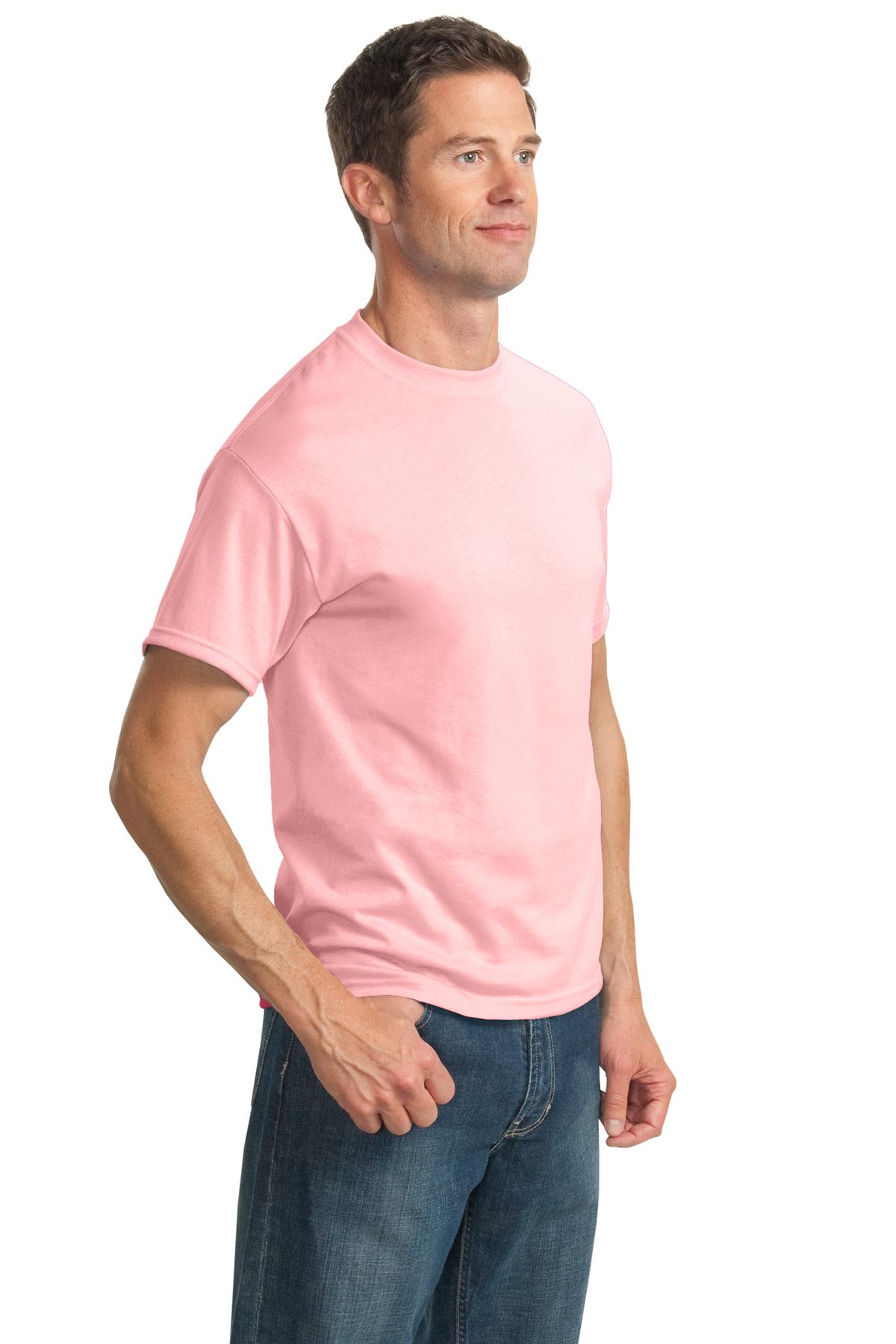 Pale Pink Port & Co Core Blend Tee. PC55