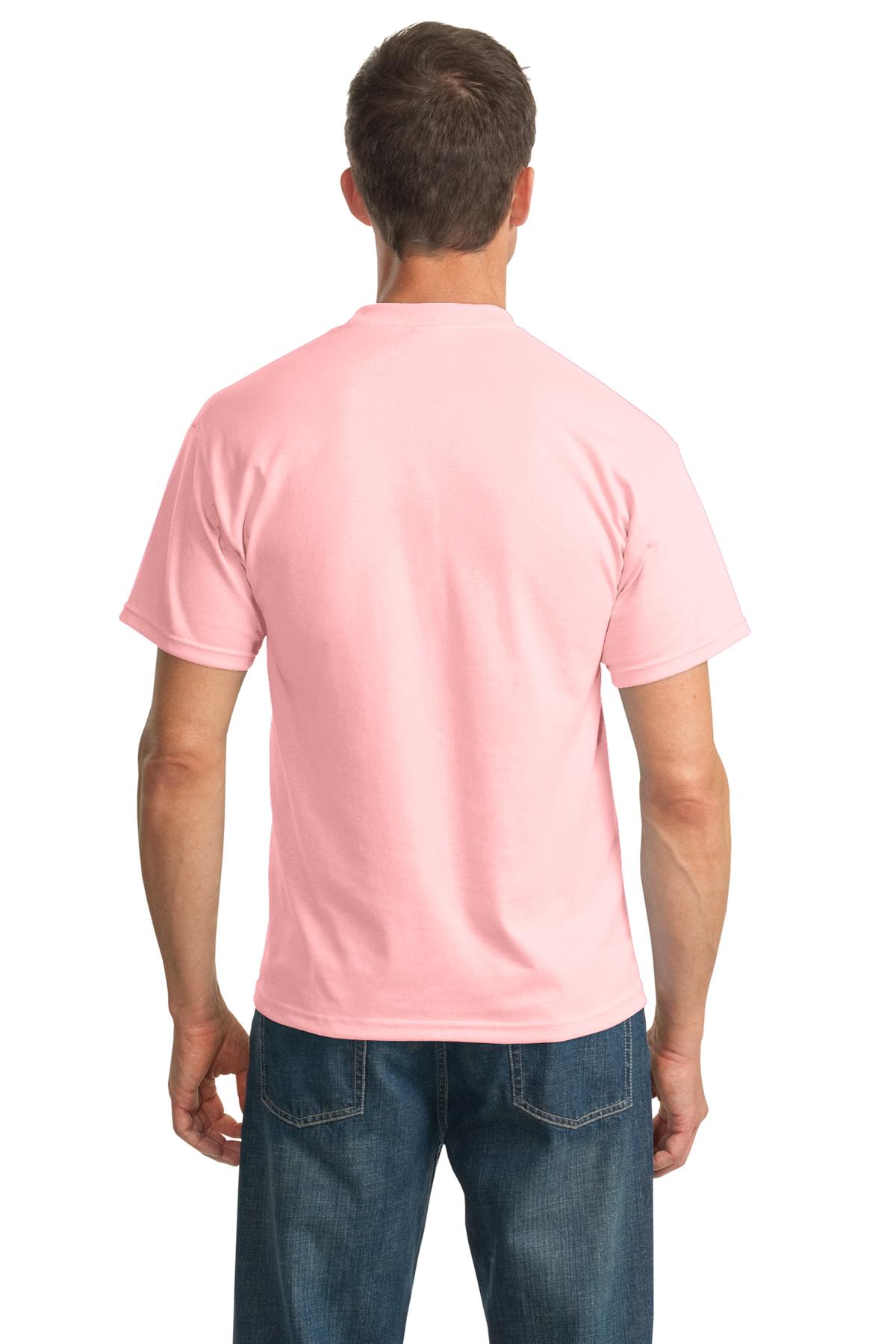 Pale Pink Port & Co Core Blend Tee. PC55