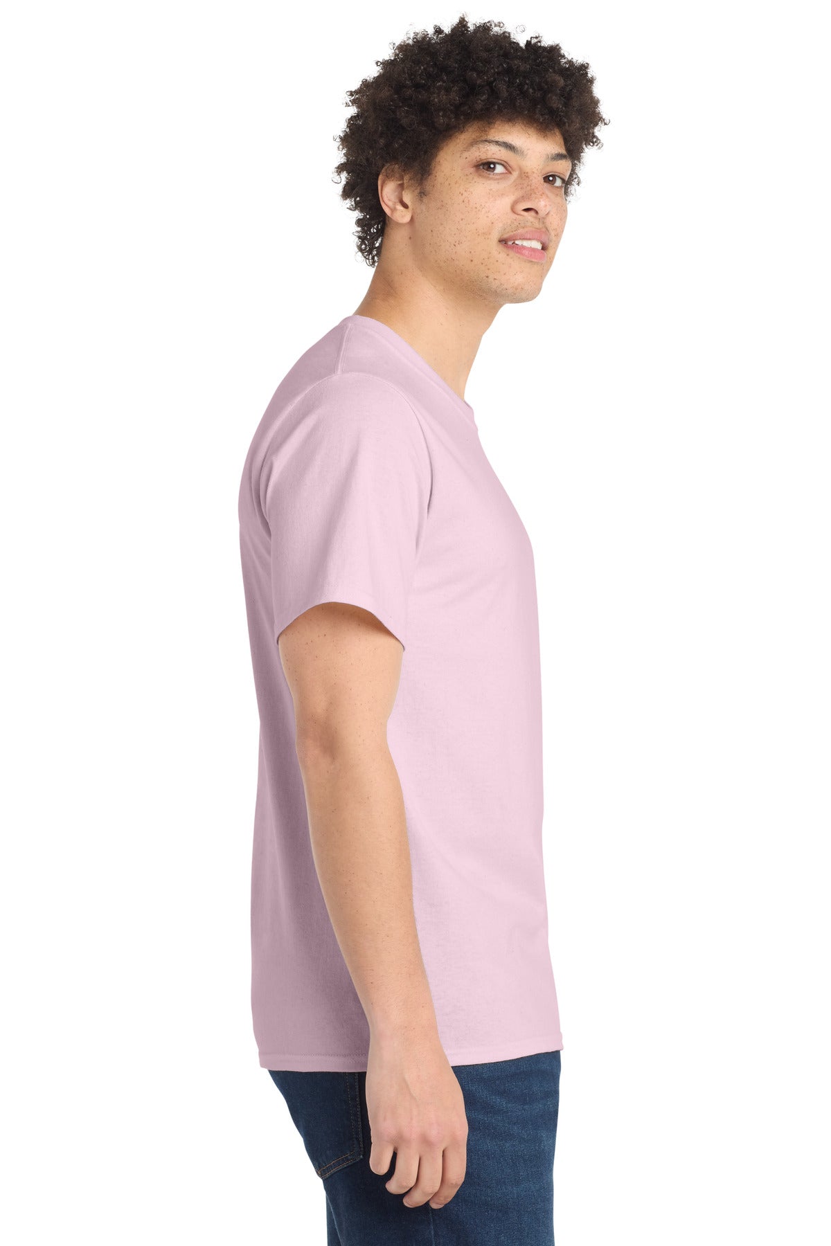 Pale Pink Port & Co Tall Essential Tee. PC61T