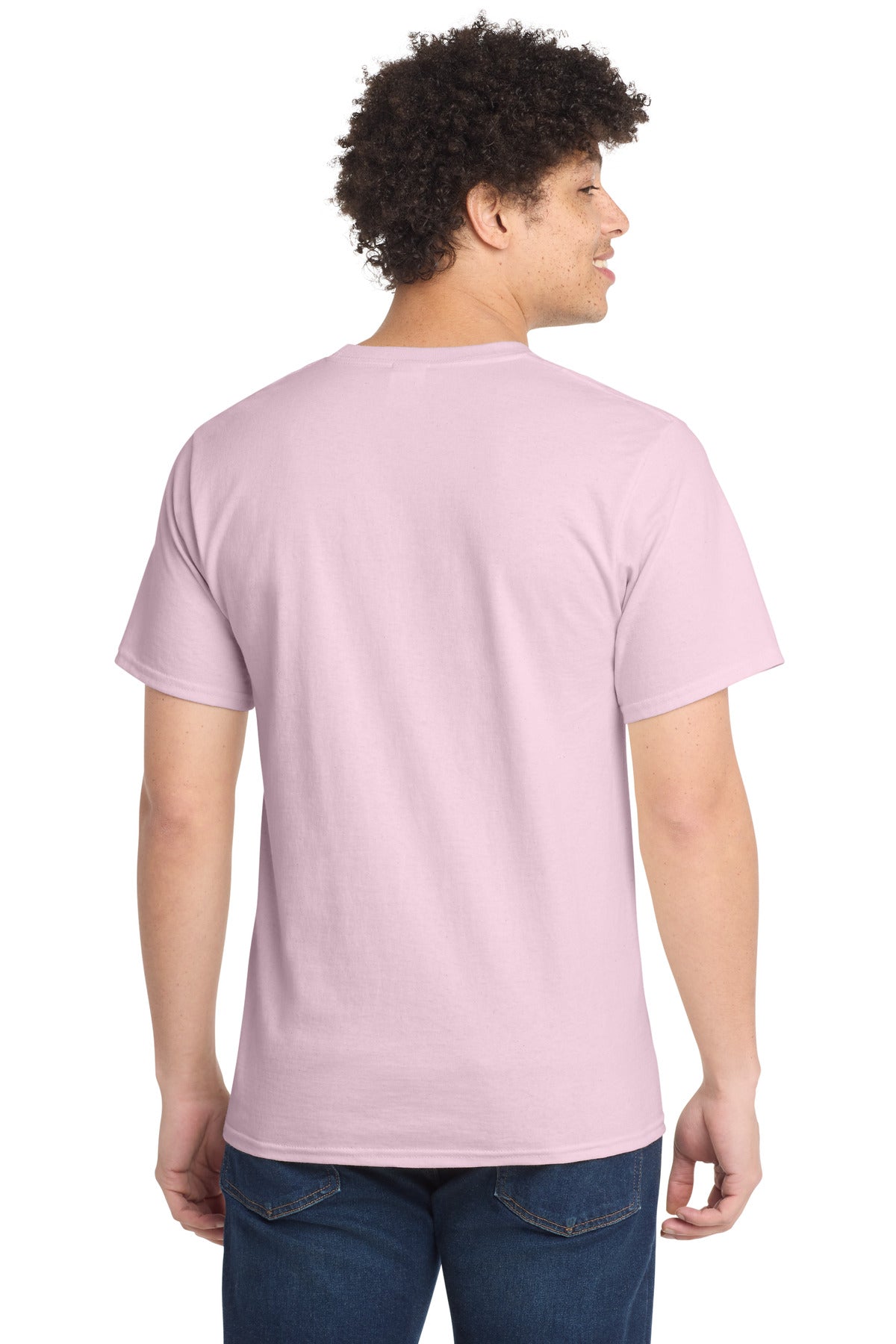Pale Pink Port & Co Tall Essential Tee. PC61T