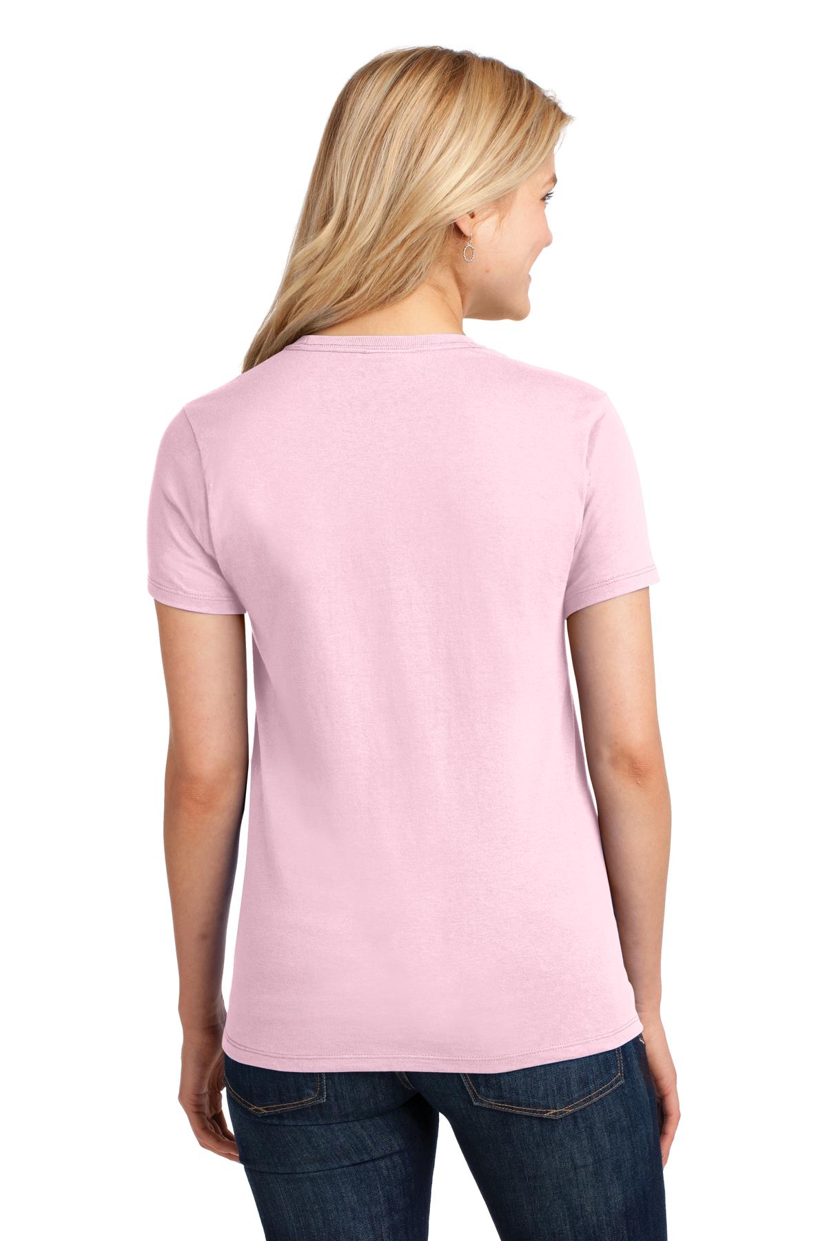 Pale Pink Port & Co Women's Core Cotton Tee. LPC54