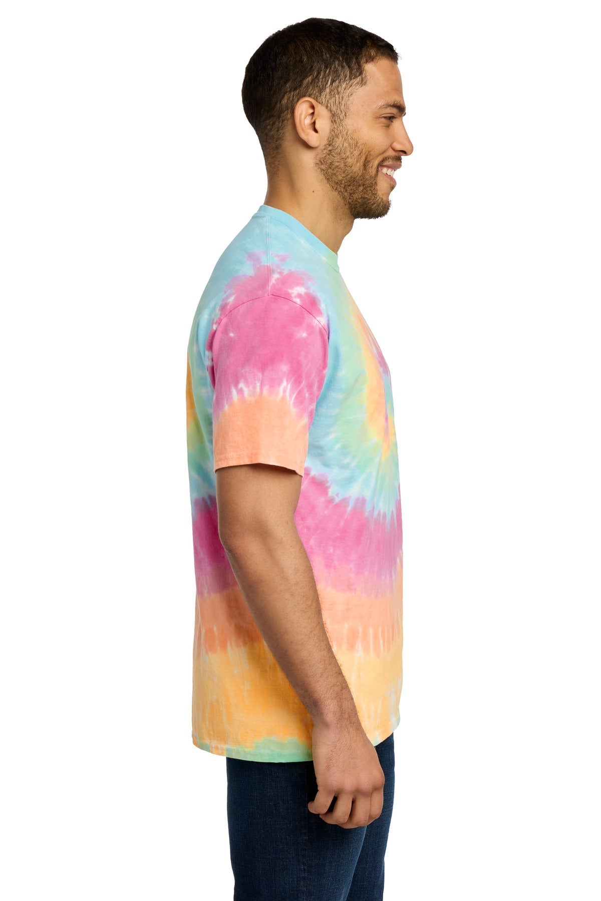 Pastel Rainbow Port & Co Tie-Dye Tee. PC147