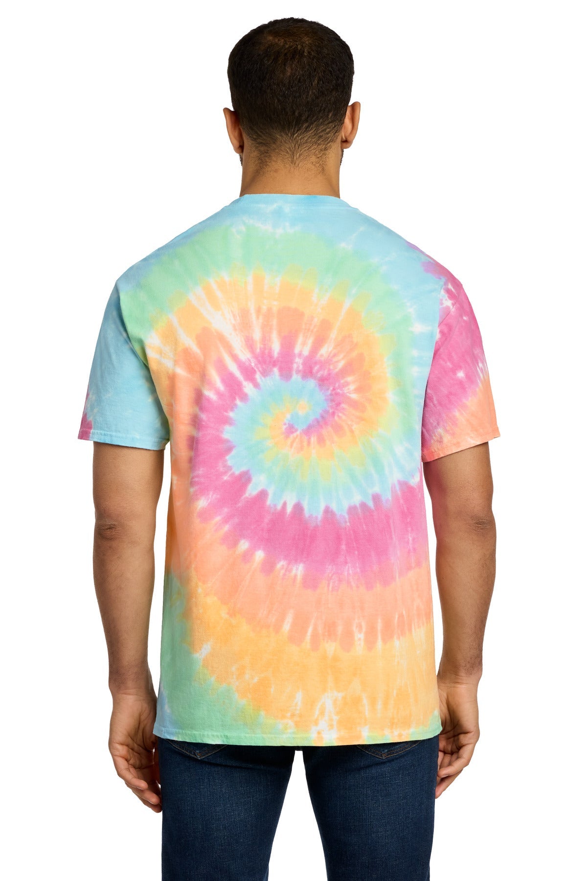 Pastel Rainbow Port & Co Tie-Dye Tee. PC147