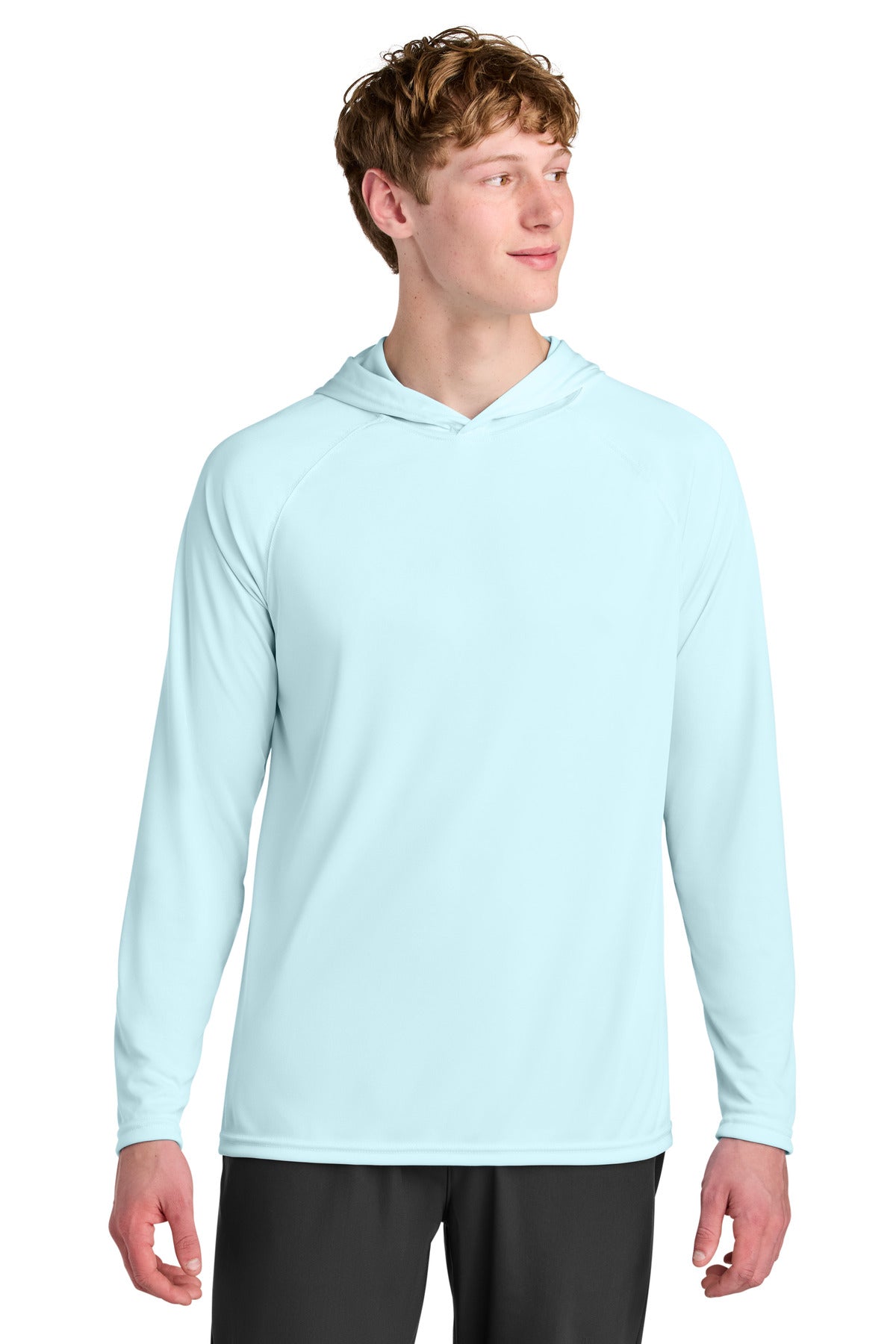 PastelBlue A4 Cooling Performance Long Sleeve Hooded Tee A4N3409