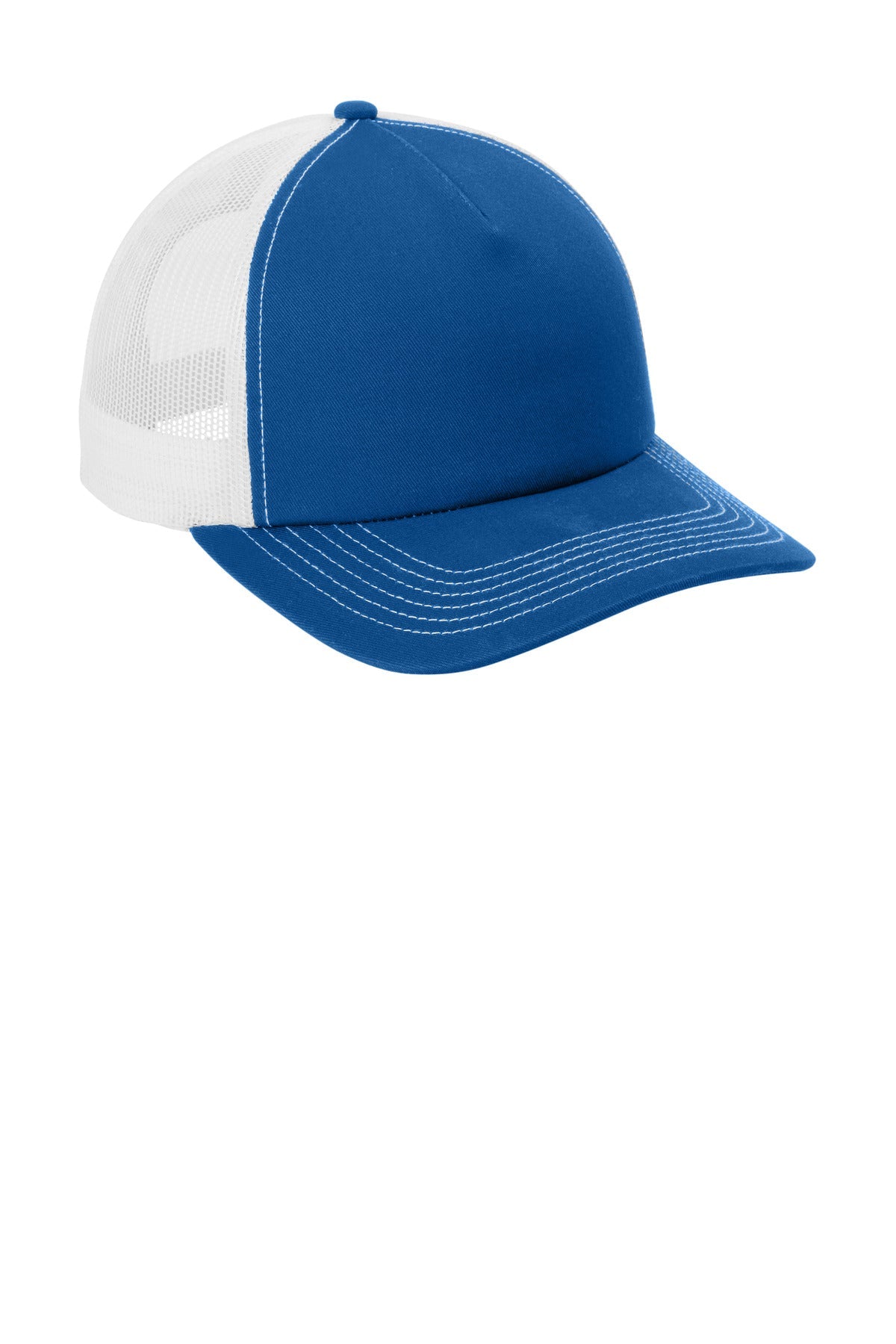 PatBl/Wht Port Authority Low-Profile Snapback 5-Panel Trucker Cap C405LP