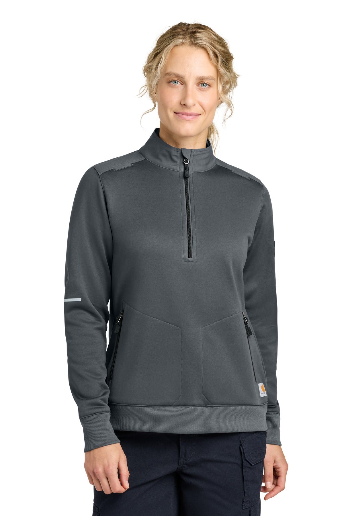Pewter Carhartt Women's FLD & RSCU 1/2-Zip Mid-Layer CTC82912