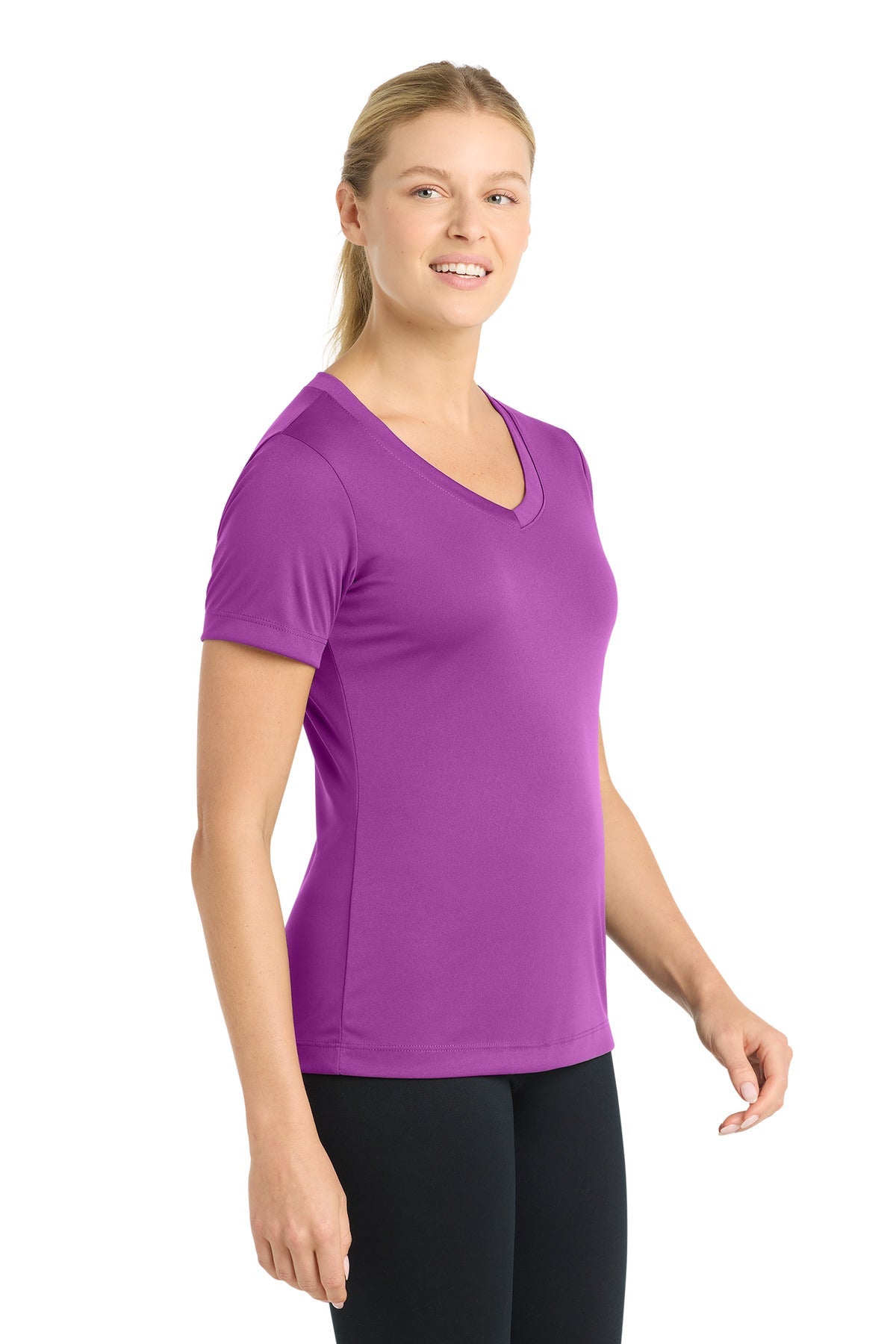 Pink Orchid Sport-Tek Women's PosiCharge Competitor V-Neck Tee. LST353
