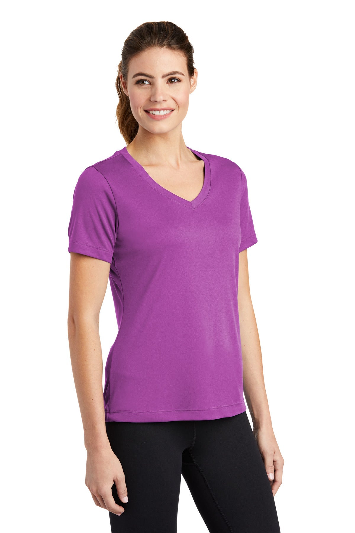Pink Orchid Sport-Tek Women's PosiCharge Competitor V-Neck Tee. LST353
