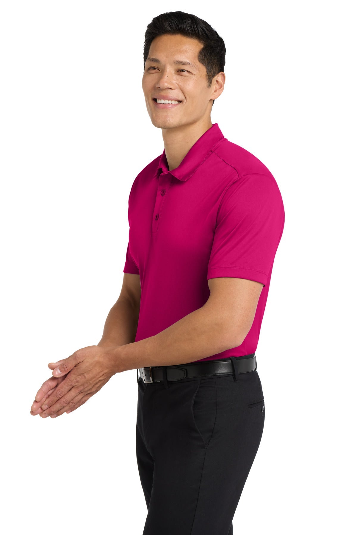 Pink Raspberry Port Authority Silk Touch Performance Polo. K540