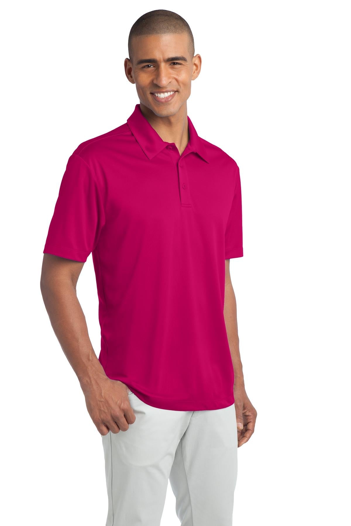Pink Raspberry Port Authority Silk Touch Performance Polo. K540