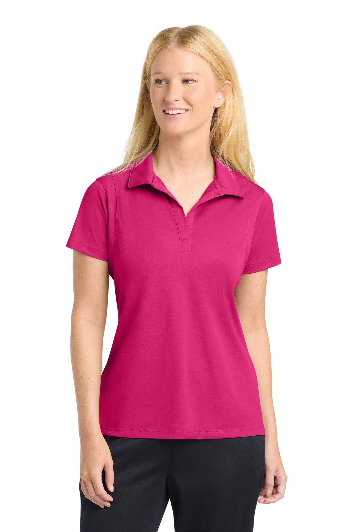 Pink Raspberry Sport-Tek Women's Micropique Sport-Wick Polo. LST650