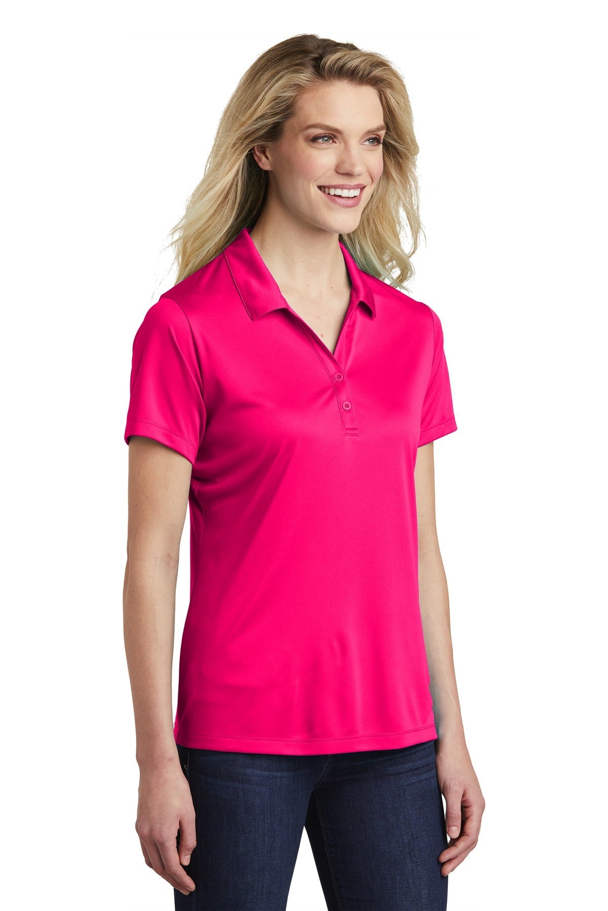 Pink Raspberry Sport-Tek Women's PosiCharge Competitor Polo. LST550