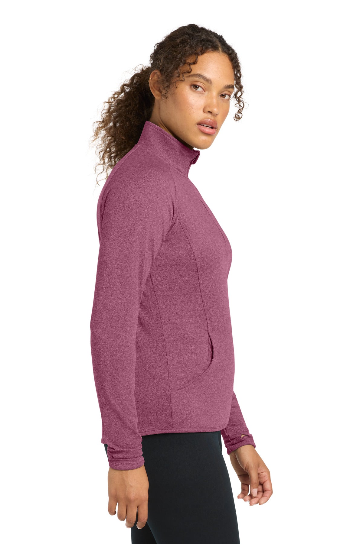 Pink Rush Hthr Sport-Tek Women's Sport-Wick Stretch 1/4-Zip Pullover. LST850