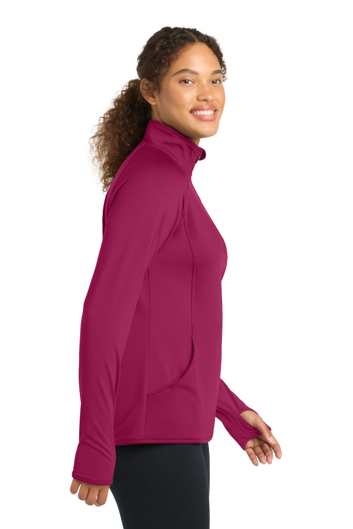 Pink Rush Sport-Tek Women's Sport-Wick Stretch 1/4-Zip Pullover. LST850